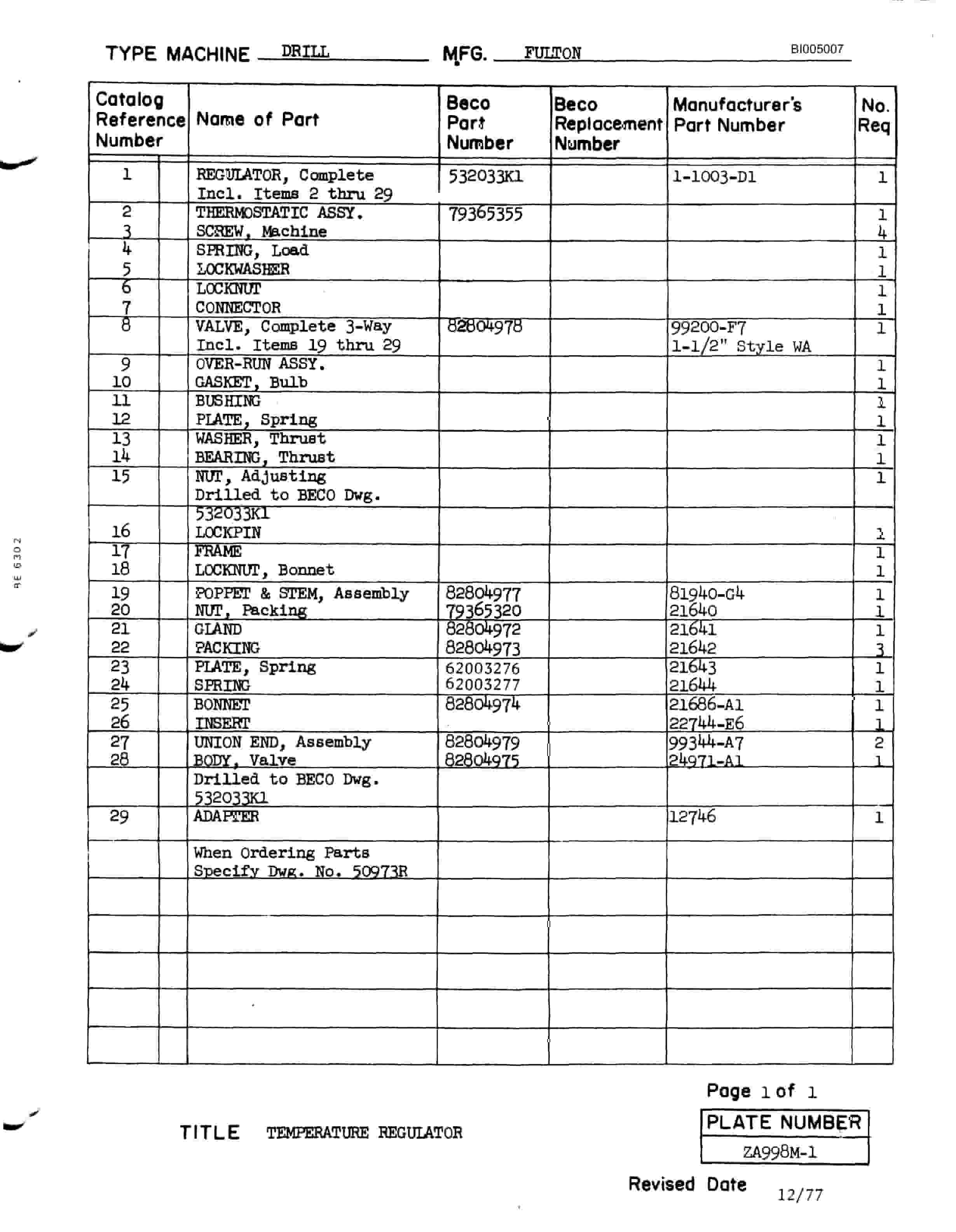 Bucyrus 40R Drill Parts Catalog BI005007-5