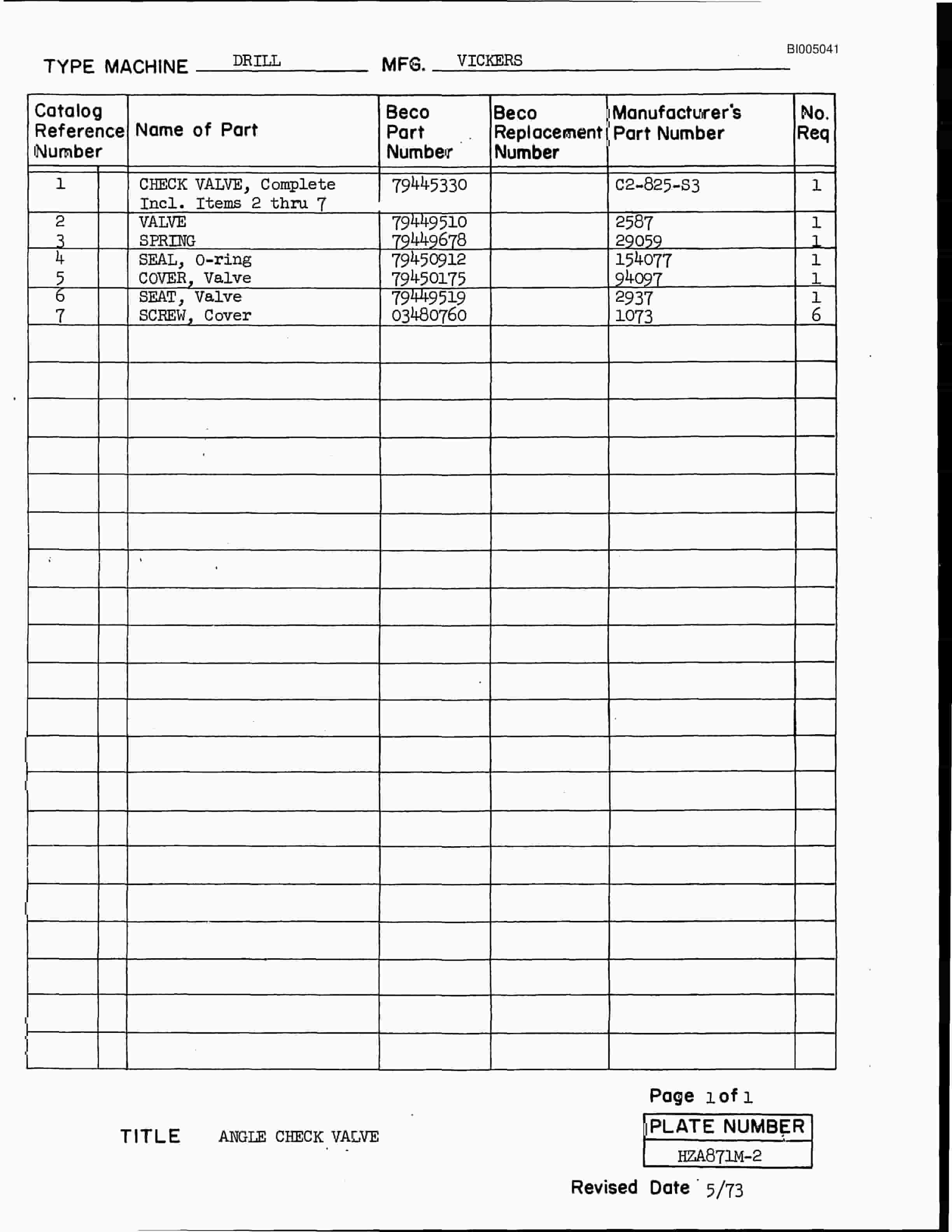Bucyrus 40R Drill Parts Catalog BI005041-2