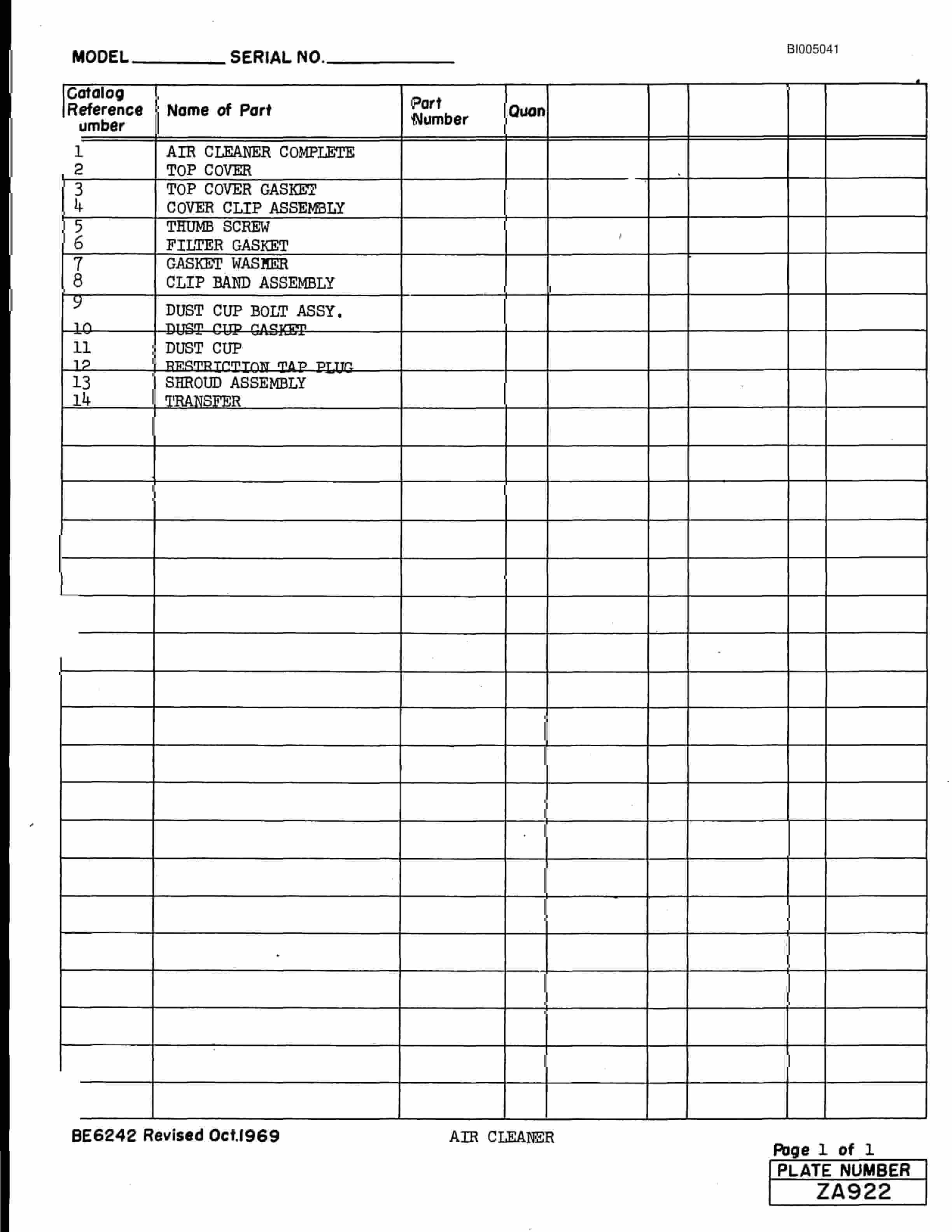 Bucyrus 40R Drill Parts Catalog BI005041-3