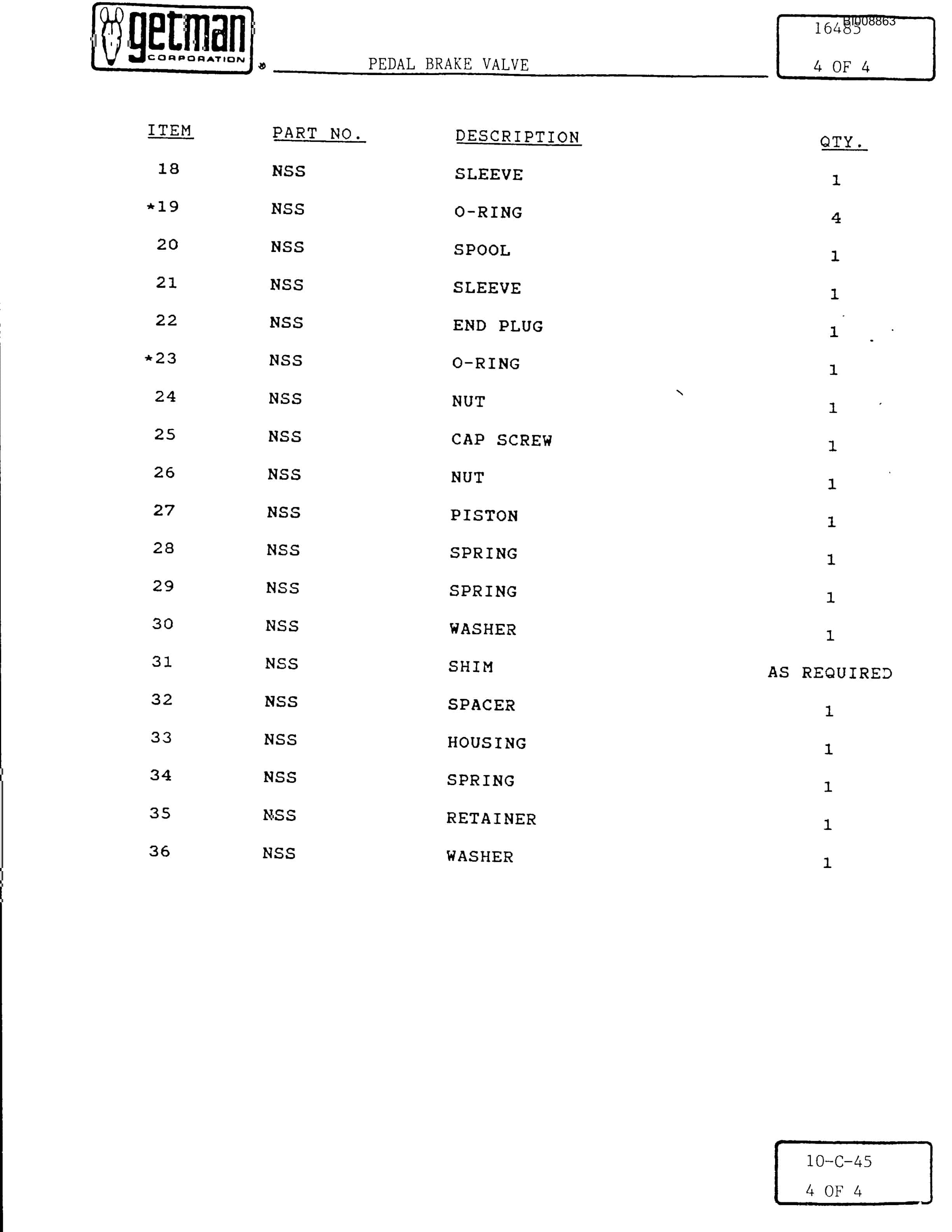 Bucyrus 440 DJC Parts Catalog BI008863-4