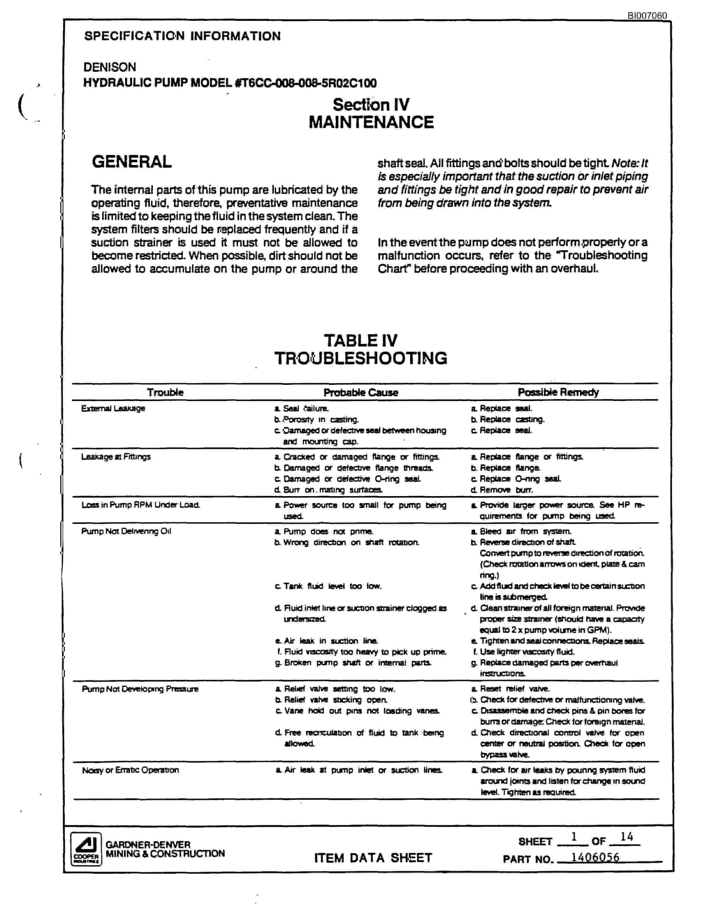Bucyrus 45B Rotary Blasthole Drill Parts Catalog BI007060-4