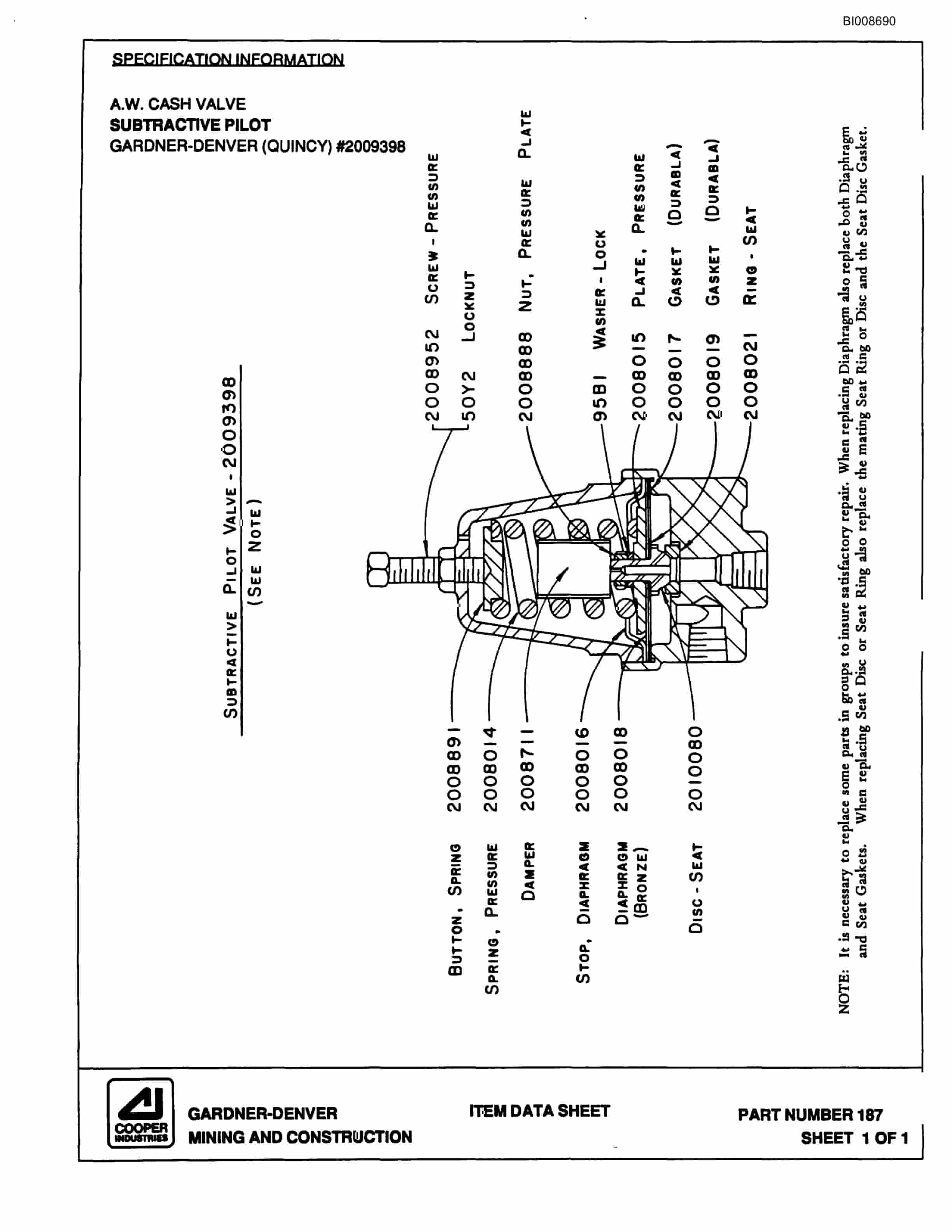 Bucyrus 45B Rotary Blasthole Drill Parts Catalog BI008690-3