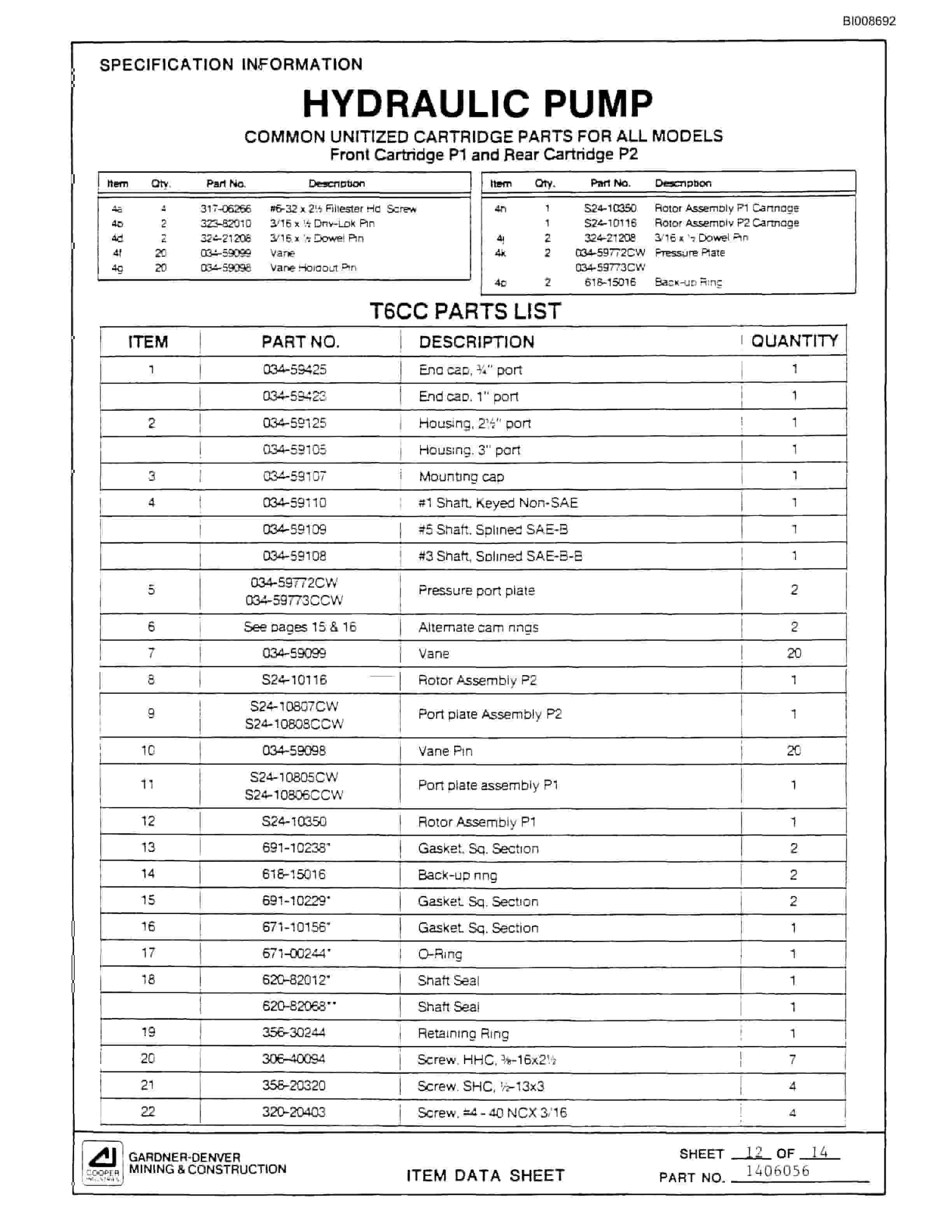 Bucyrus 45B Rotary Blasthole Drill Parts Catalog BI008692-4