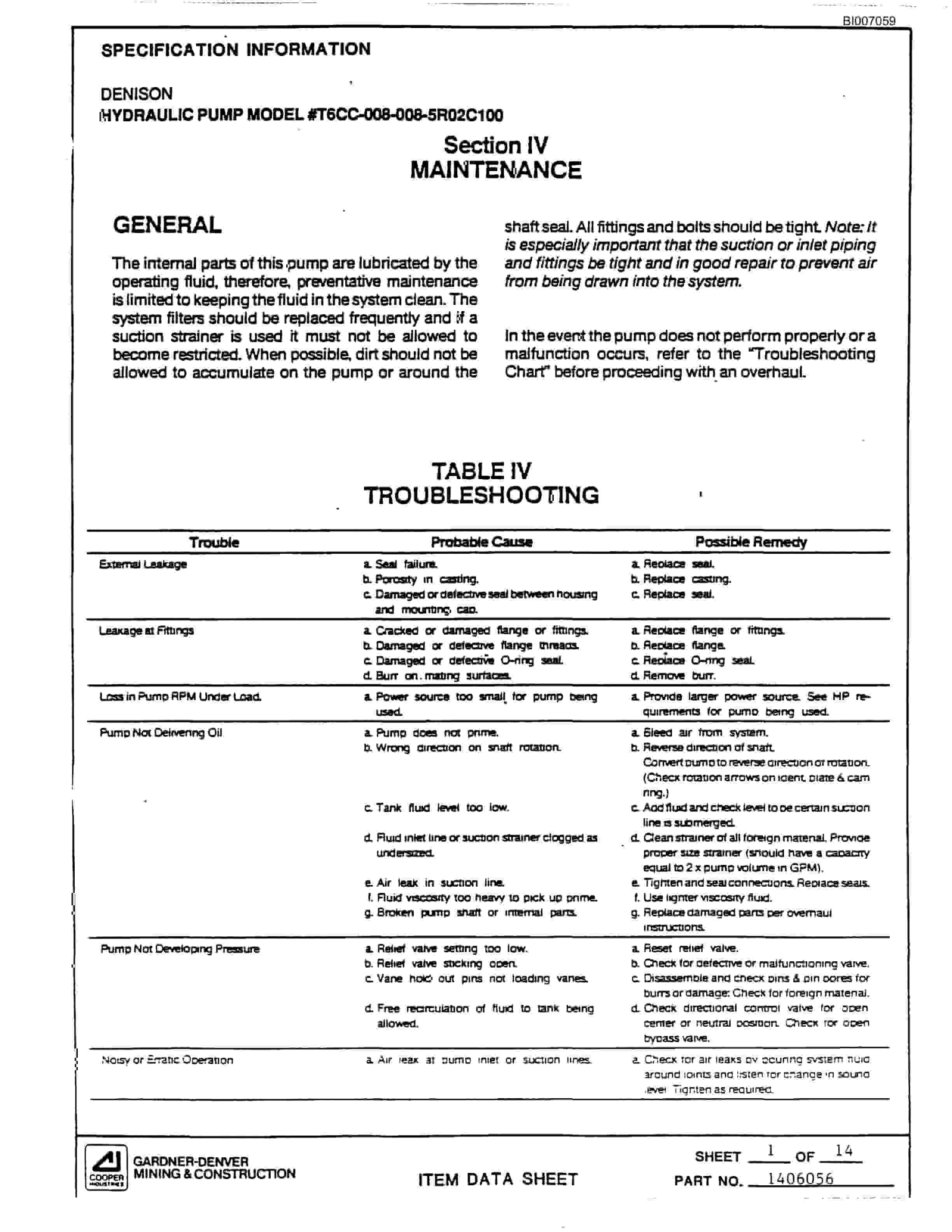 Bucyrus 45B Rotary Blasthole Parts Catalog BI007059-3