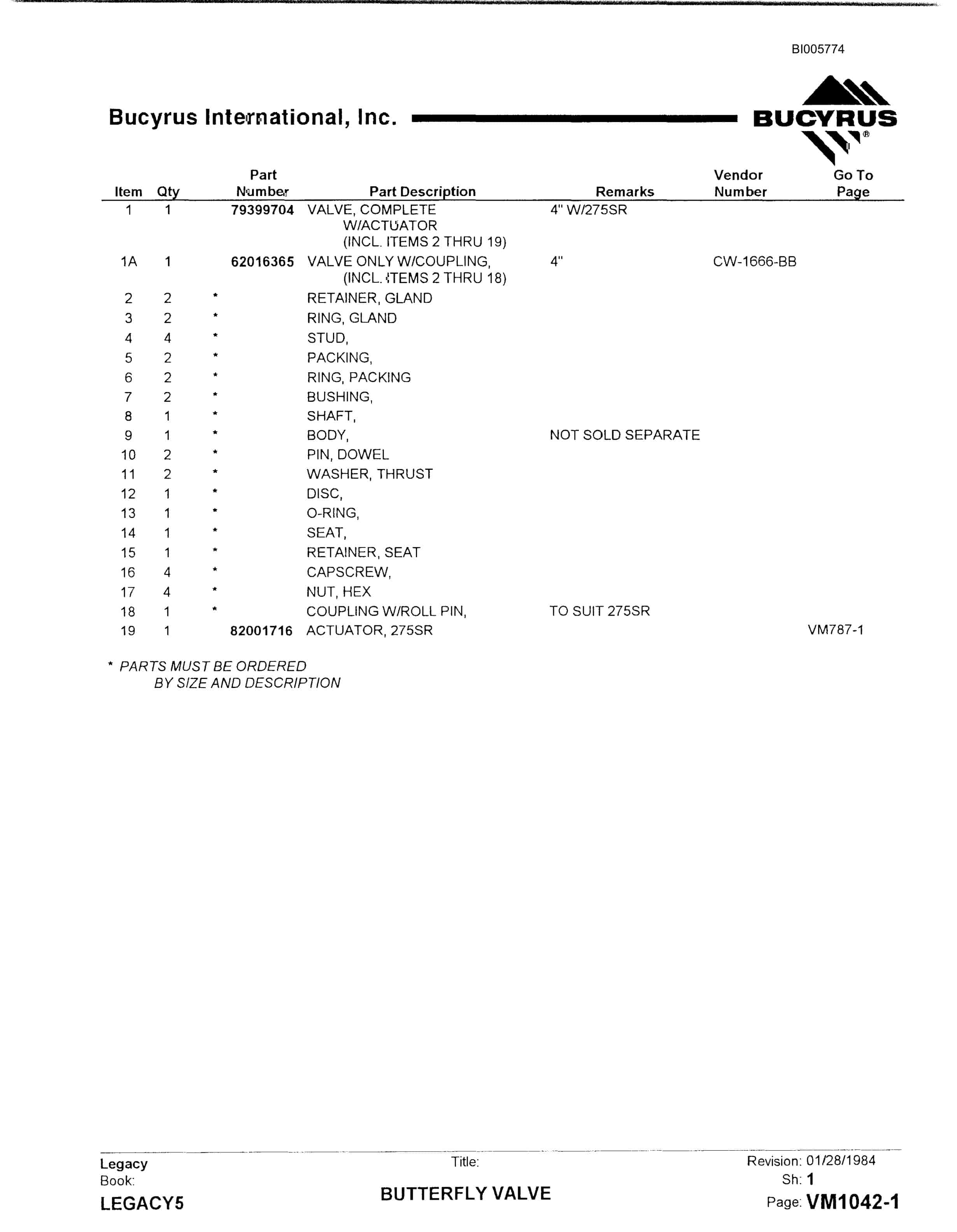 Bucyrus 45R Blast Hole Drill Parts Catalog BI005774-5