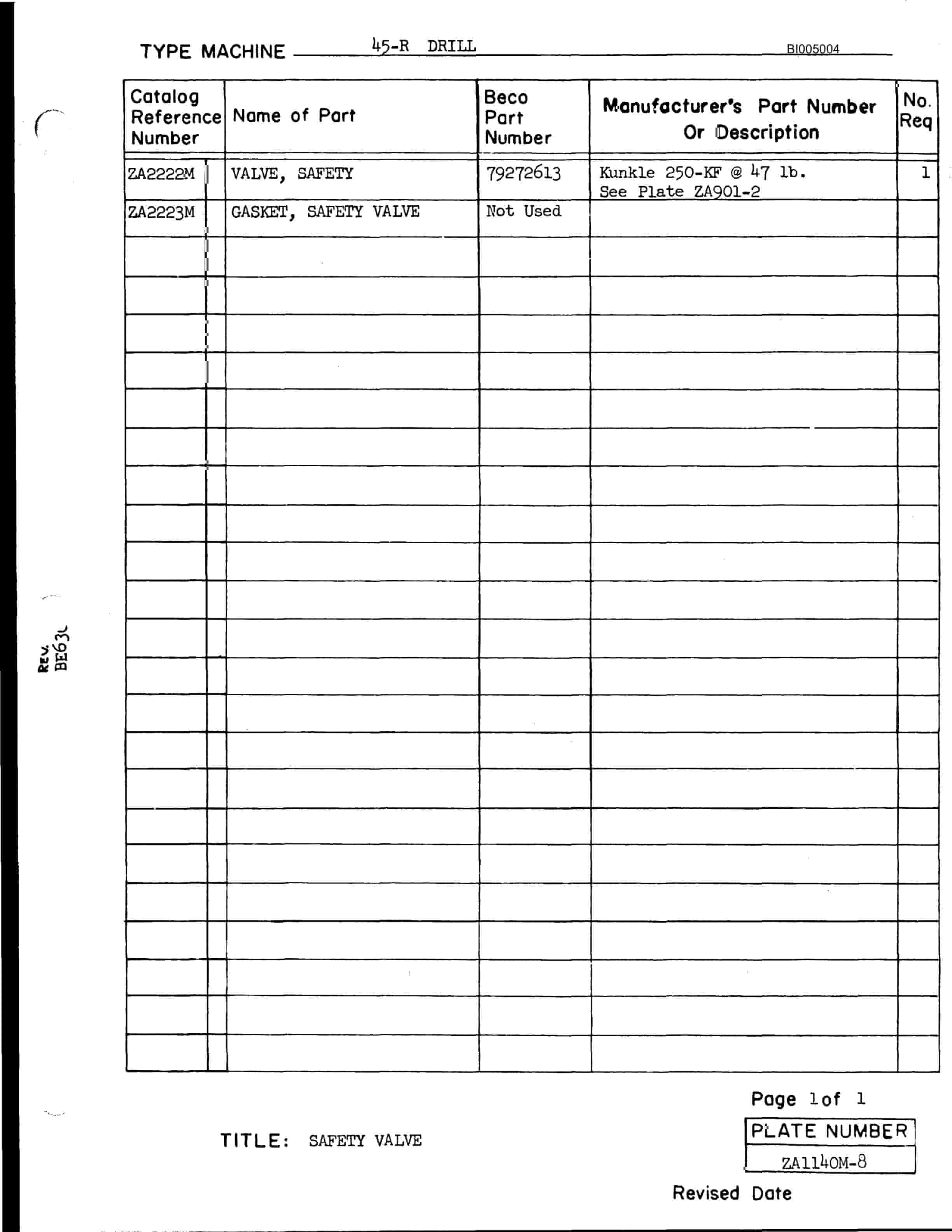 Bucyrus 45R Drill Parts Catalog BI005004-4