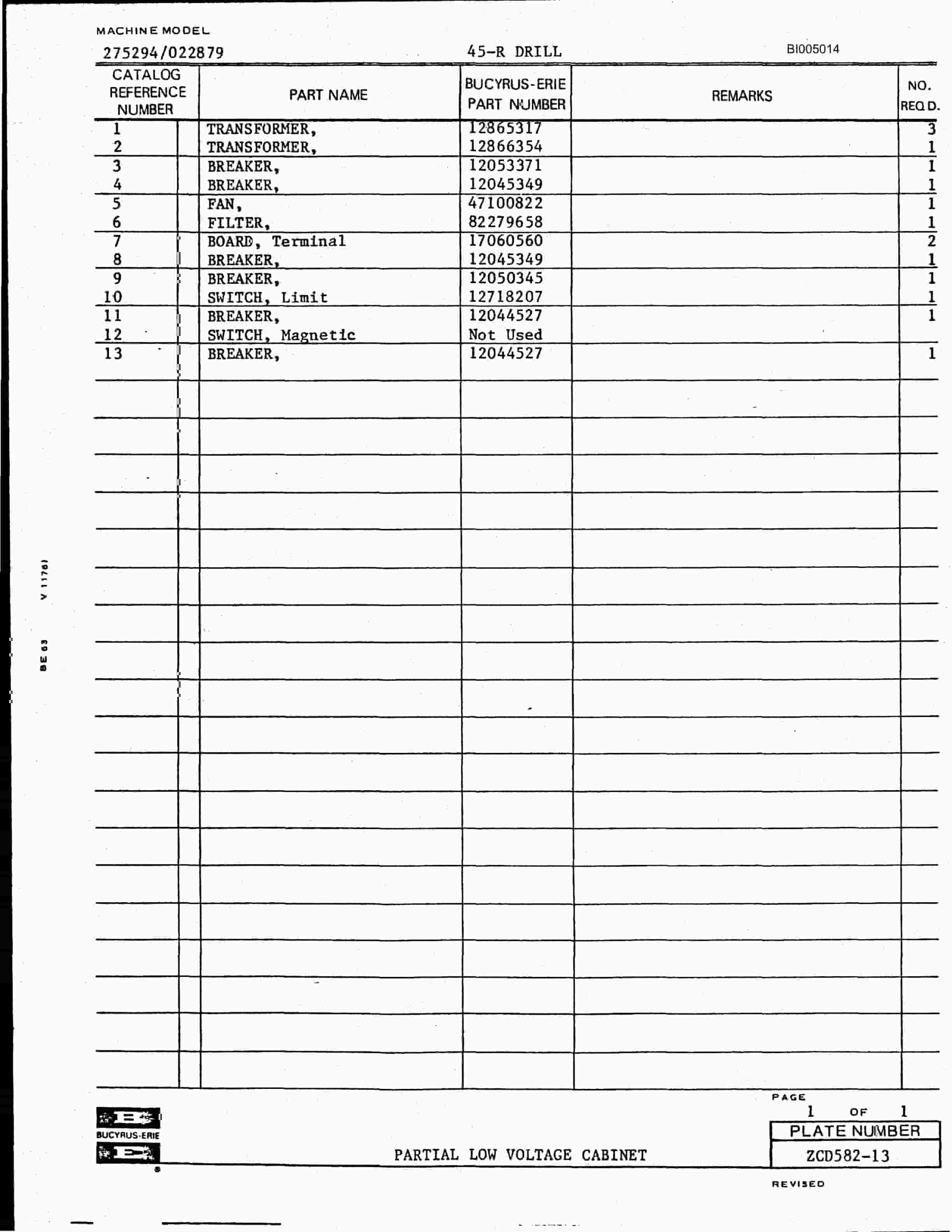 Bucyrus 45R Drill Parts Catalog BI005014-4