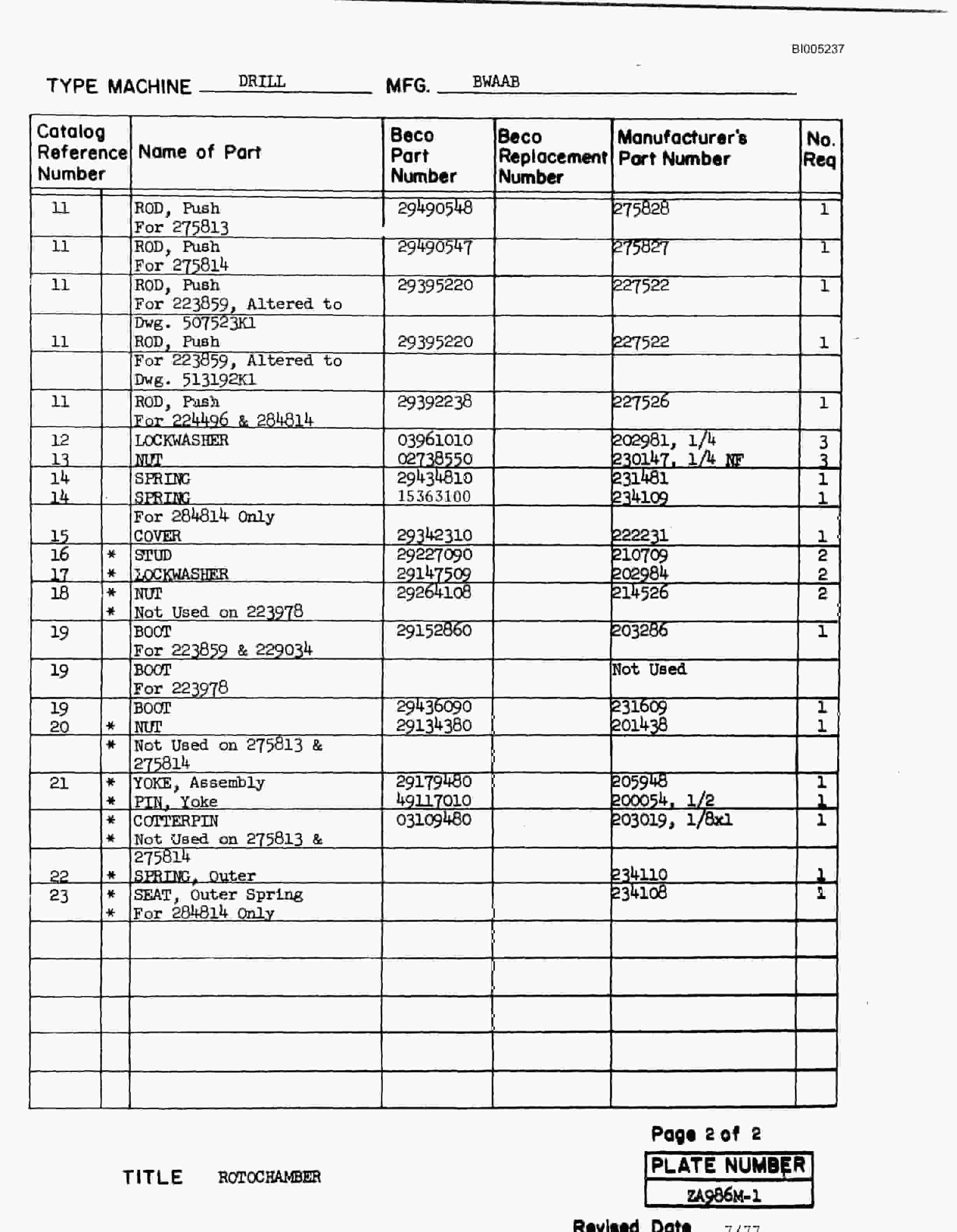 Bucyrus 45R Drill Parts Catalog BI005237-4