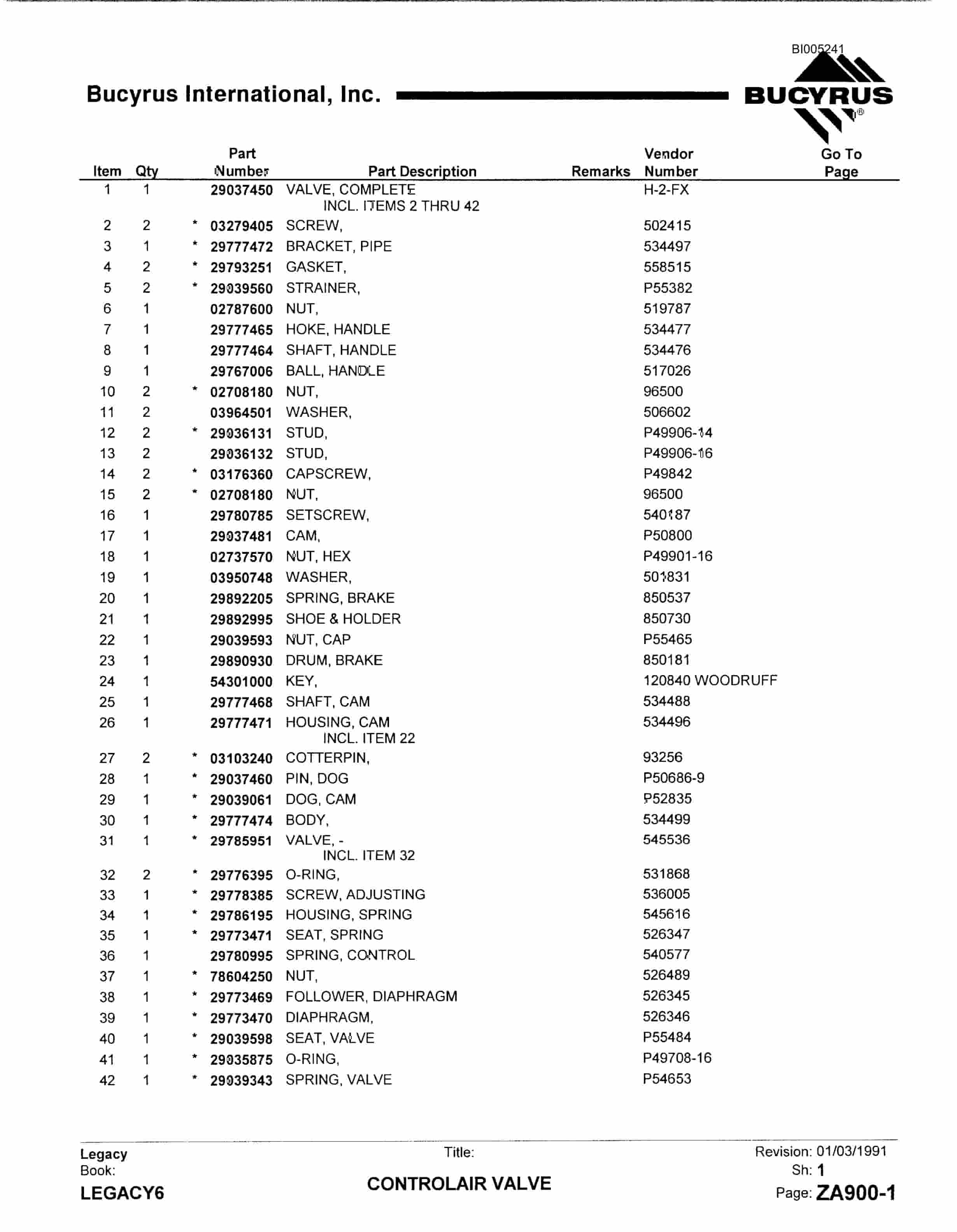 Bucyrus 45R Drill Parts Catalog BI005241-3