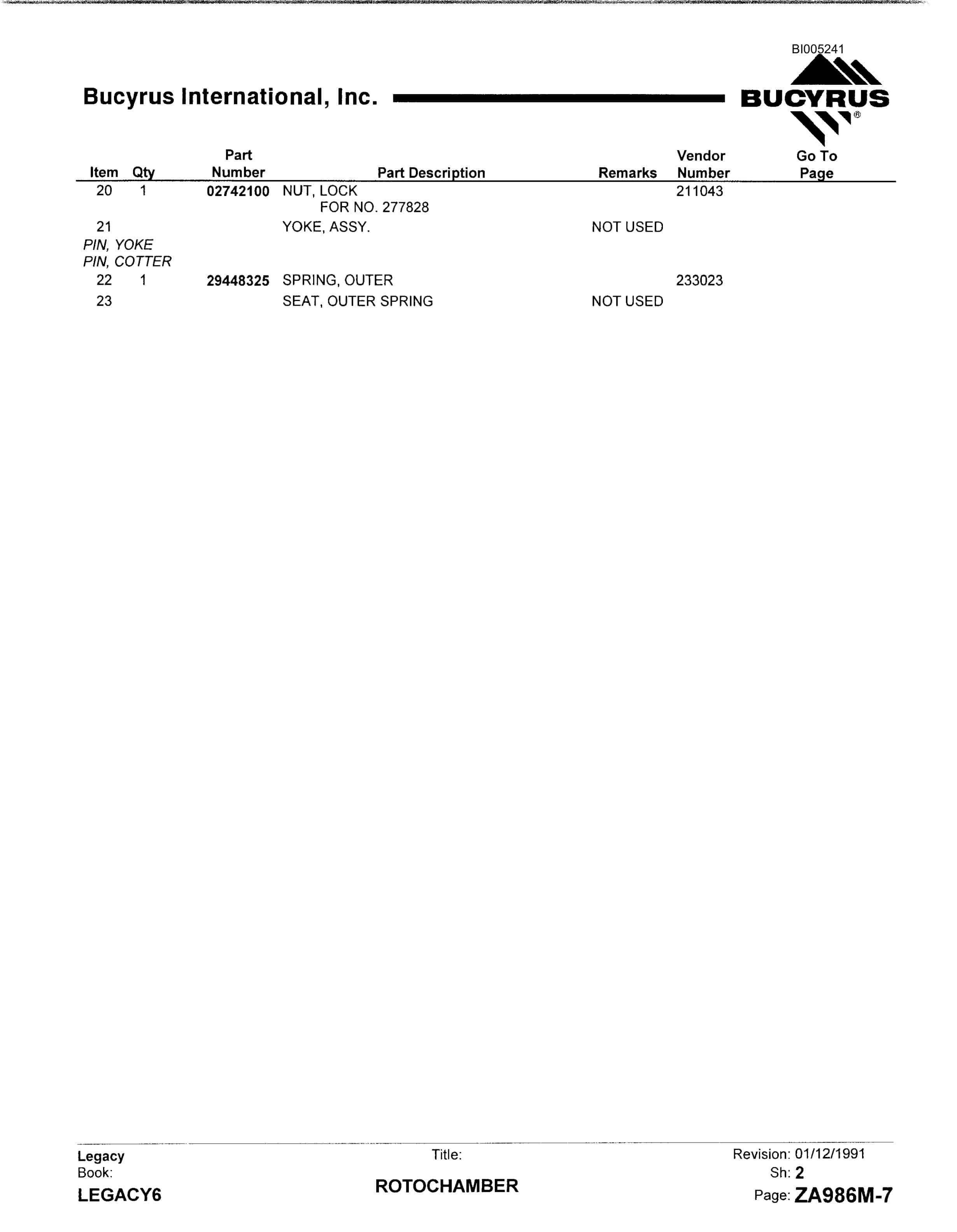 Bucyrus 45R Drill Parts Catalog BI005241-4