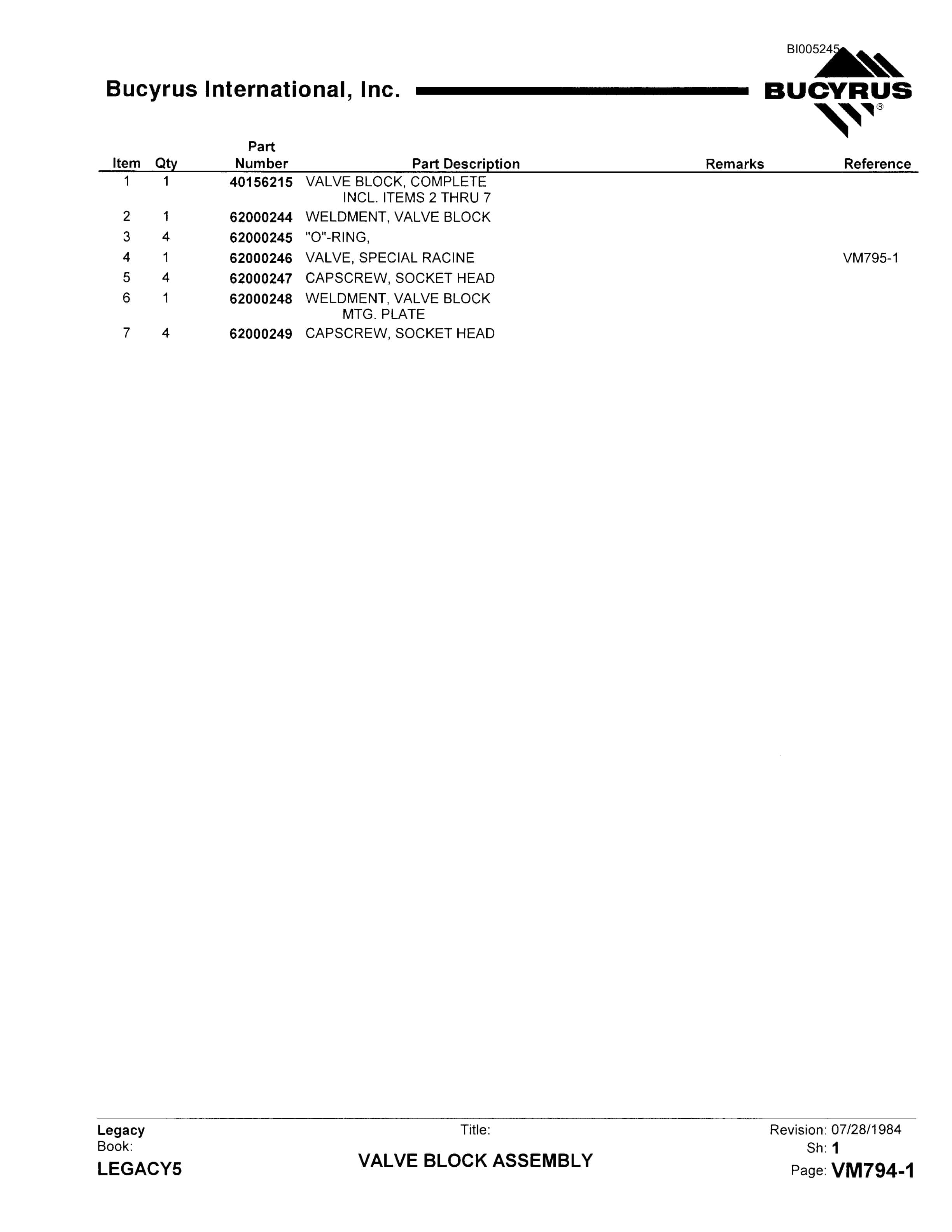 Bucyrus 45R Drill Parts Catalog BI005245-4