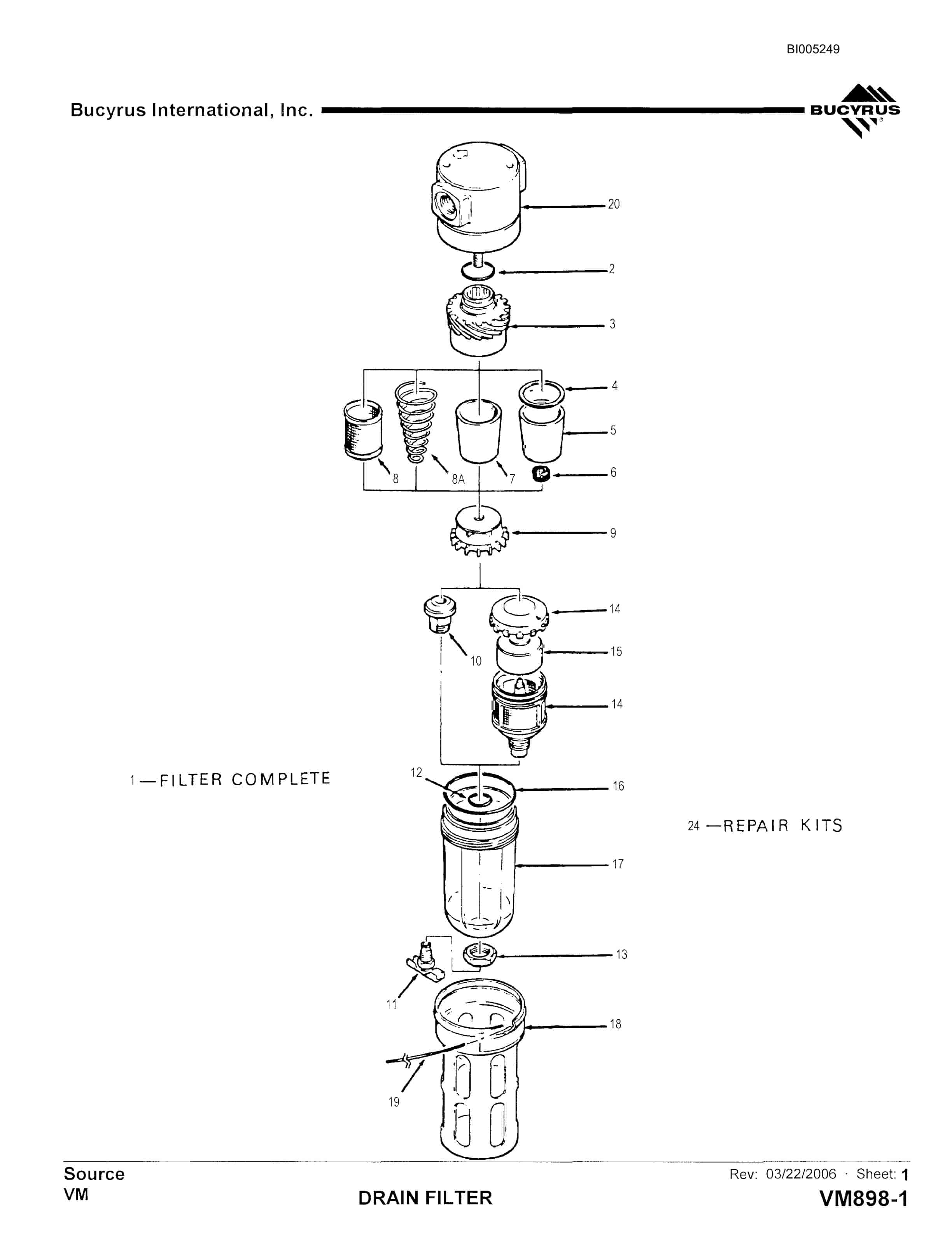 Bucyrus 45R Drill Parts Catalog BI005249-4