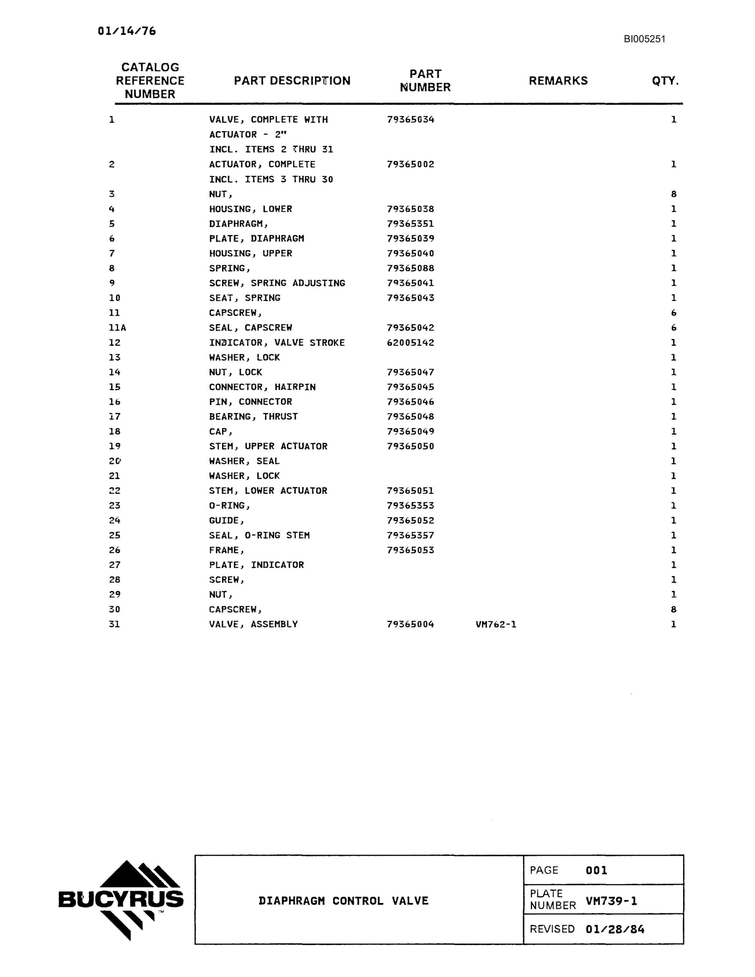 Bucyrus 45R Electric Blast Hole Drill Parts Catalog BI005251-2