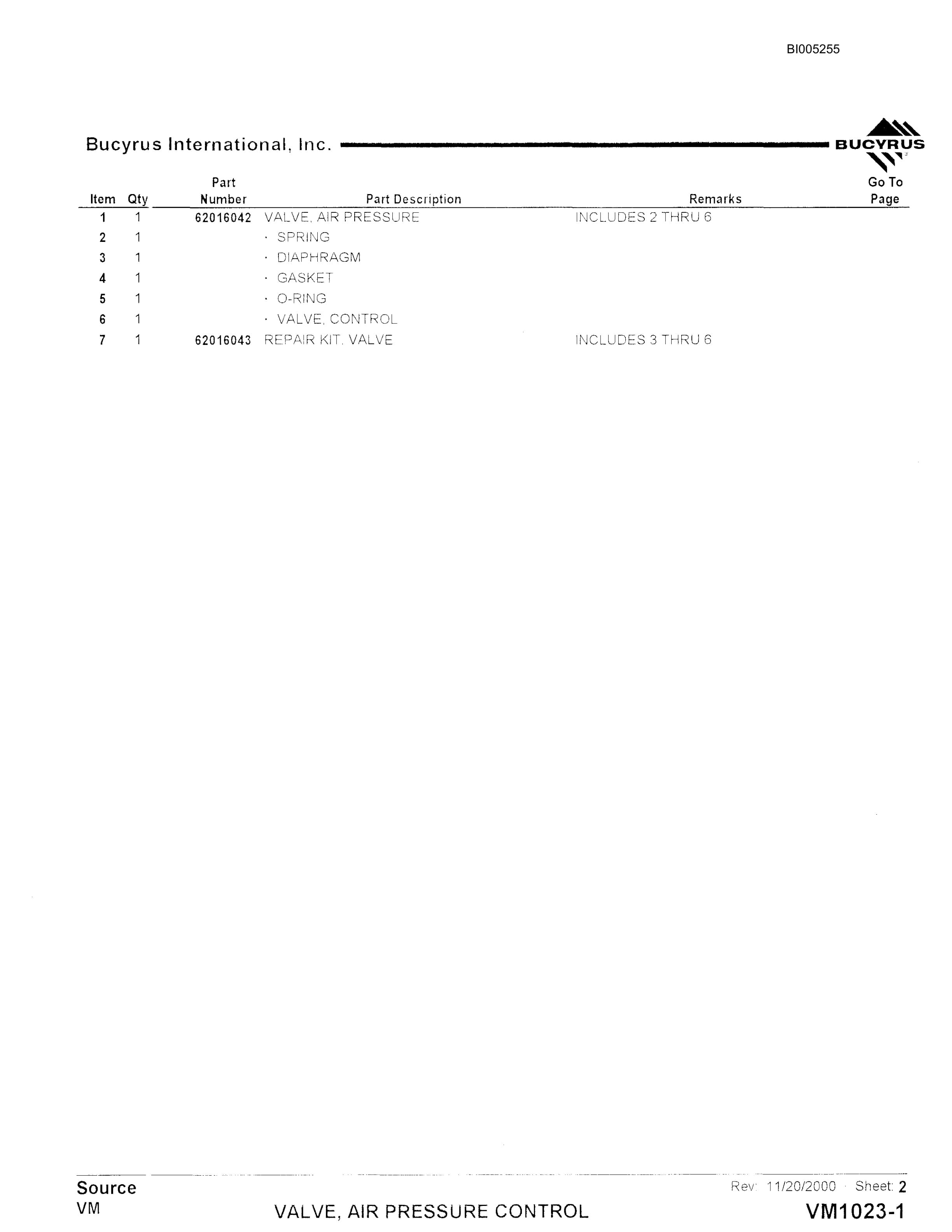 Bucyrus 47R Drill Parts Catalog BI005255-3