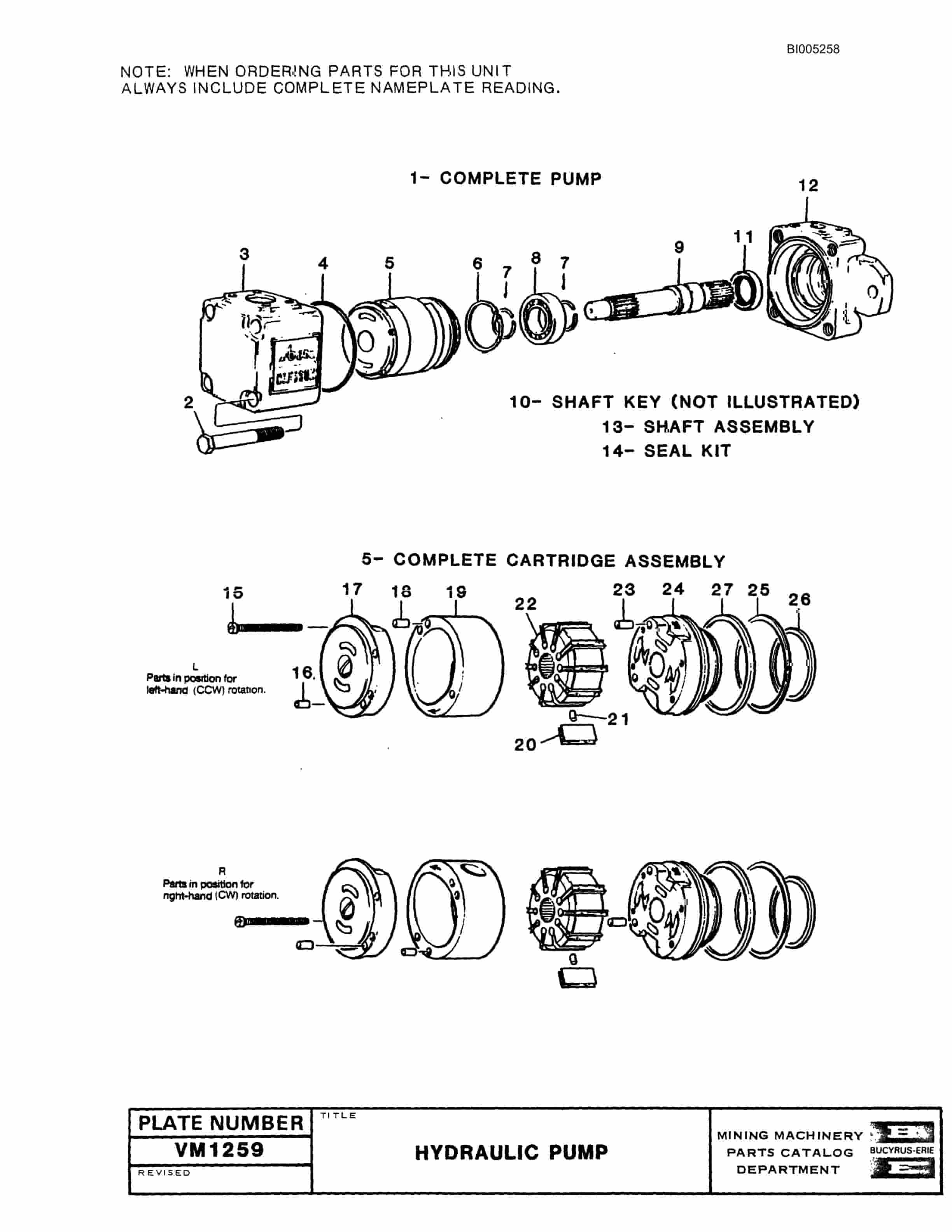Bucyrus 47R Drill Parts Catalog BI005258-3