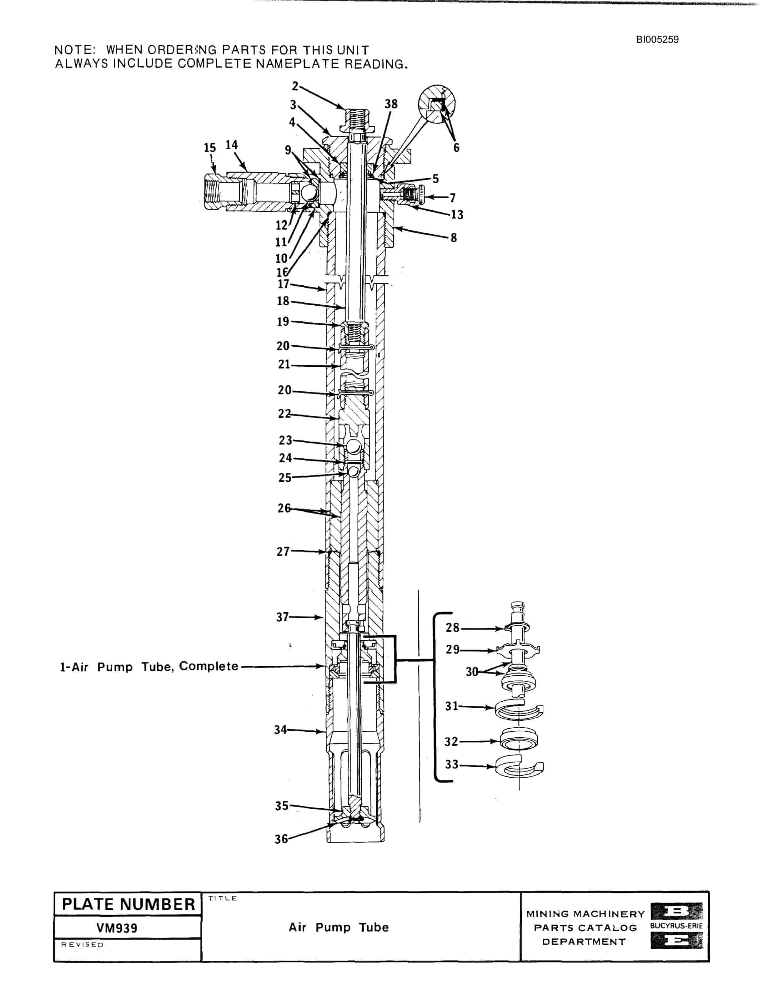 Bucyrus 47R Drill Parts Catalog BI005259-2