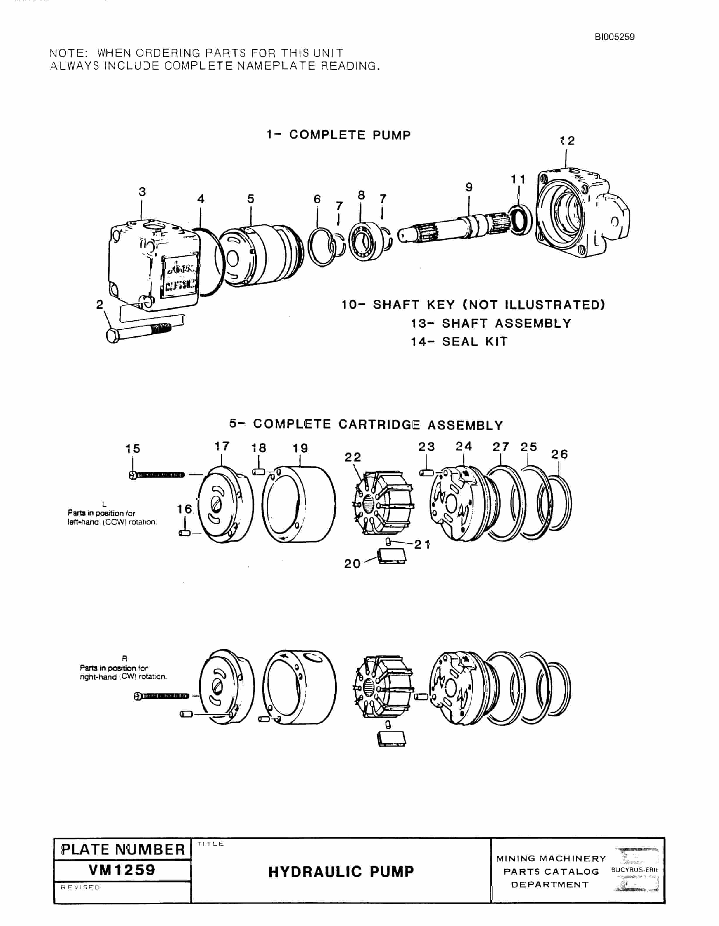 Bucyrus 47R Drill Parts Catalog BI005259-3