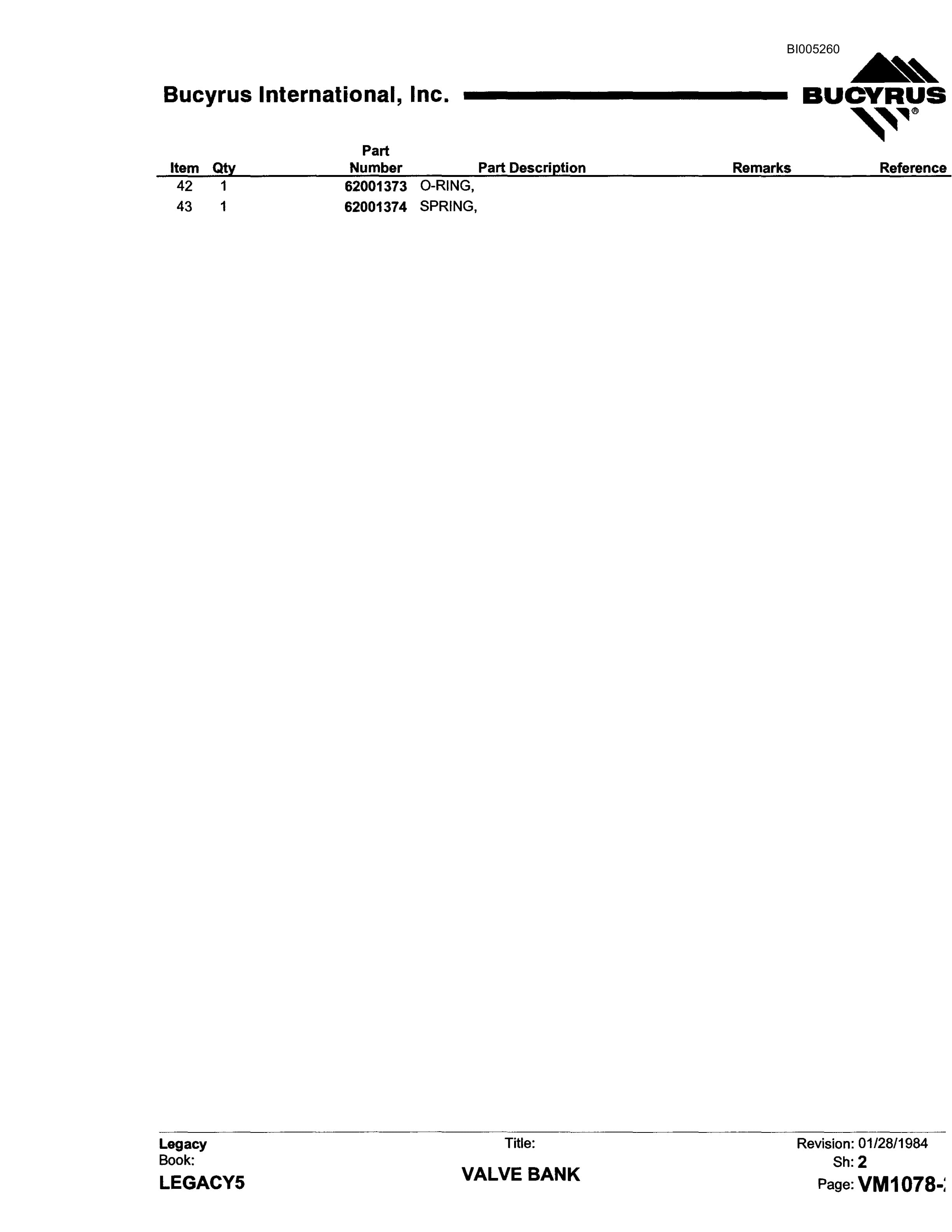 Bucyrus 47R Drill Parts Catalog BI005260-4
