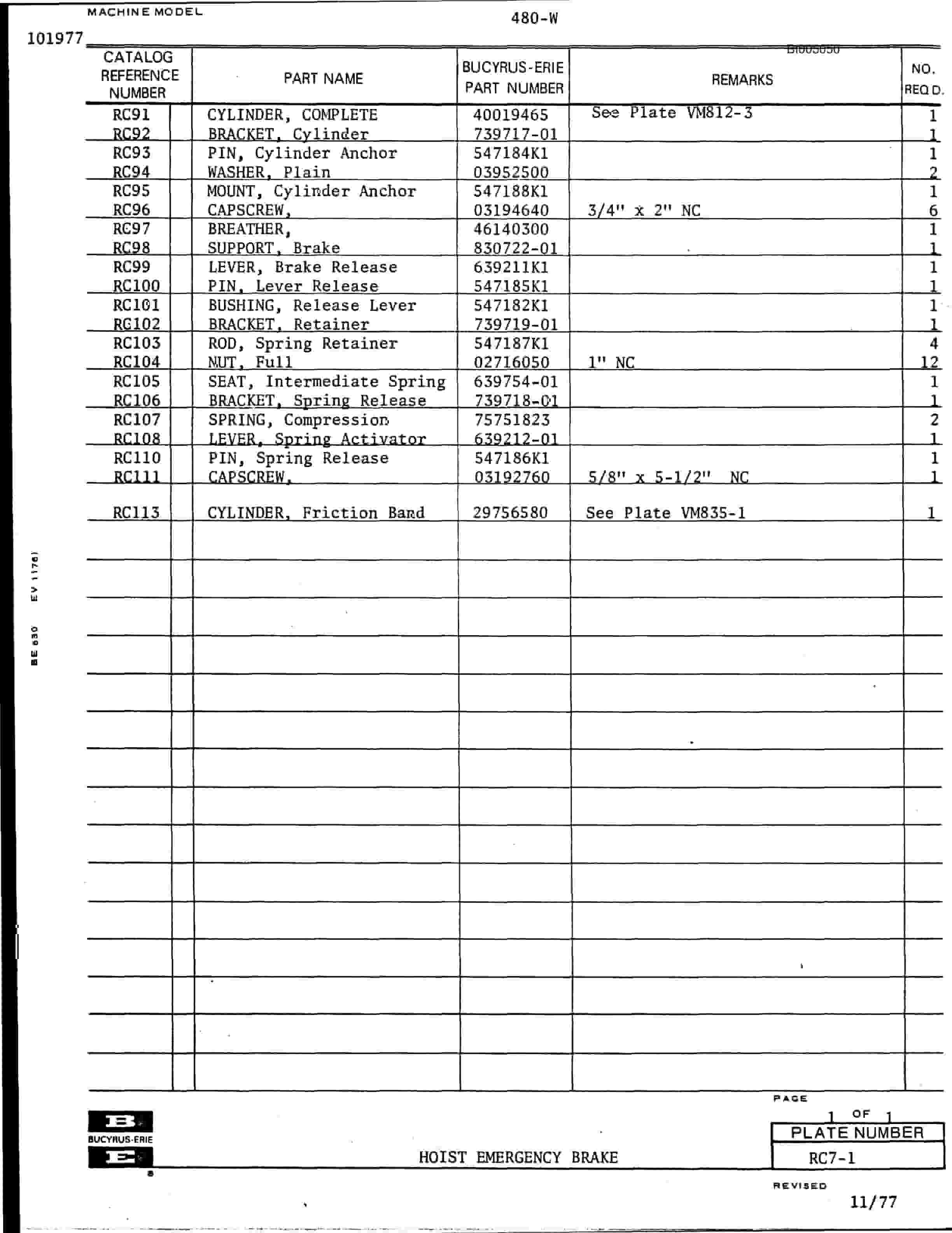 Bucyrus 480-W Parts Catalog BI005050-2