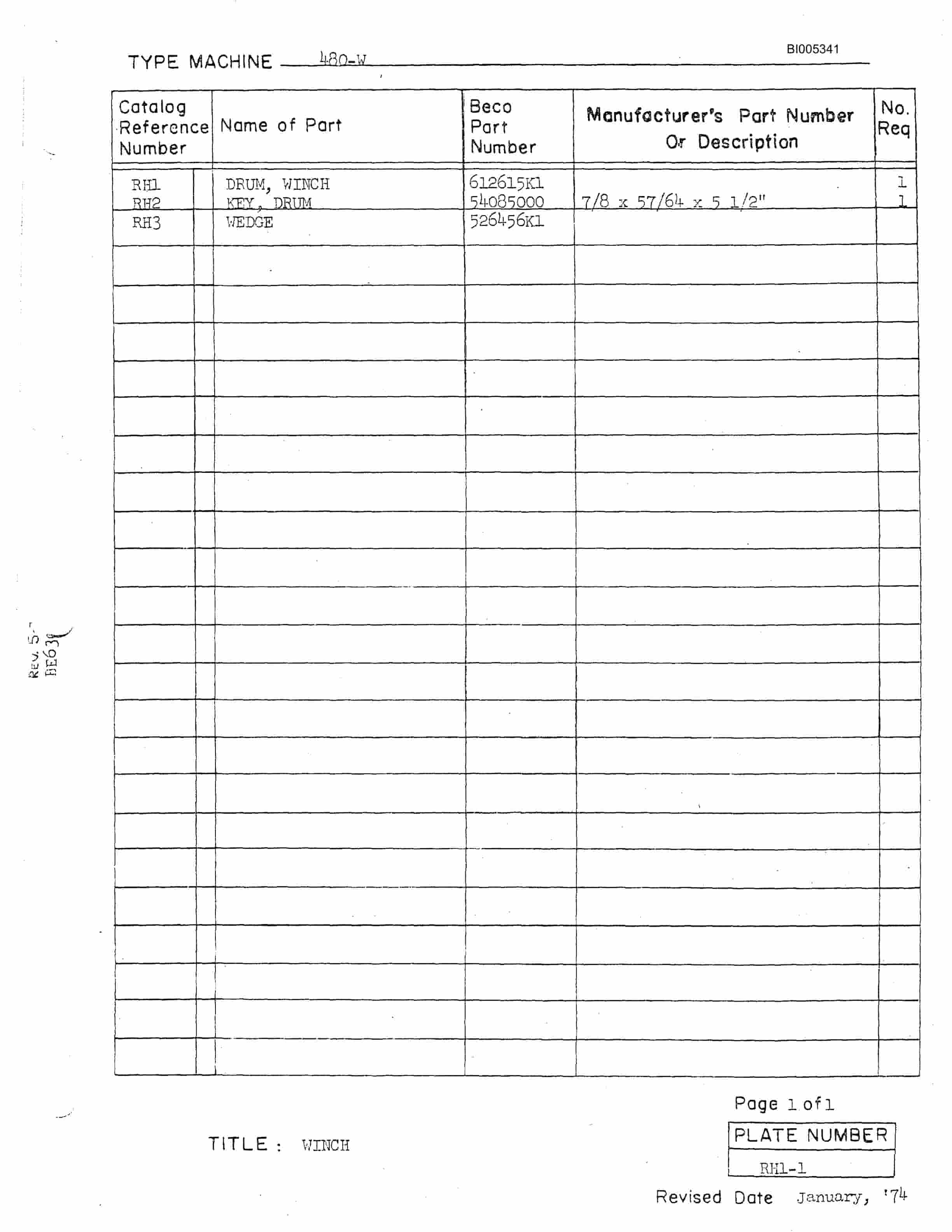 Bucyrus 480W Parts Catalog BI005341-5