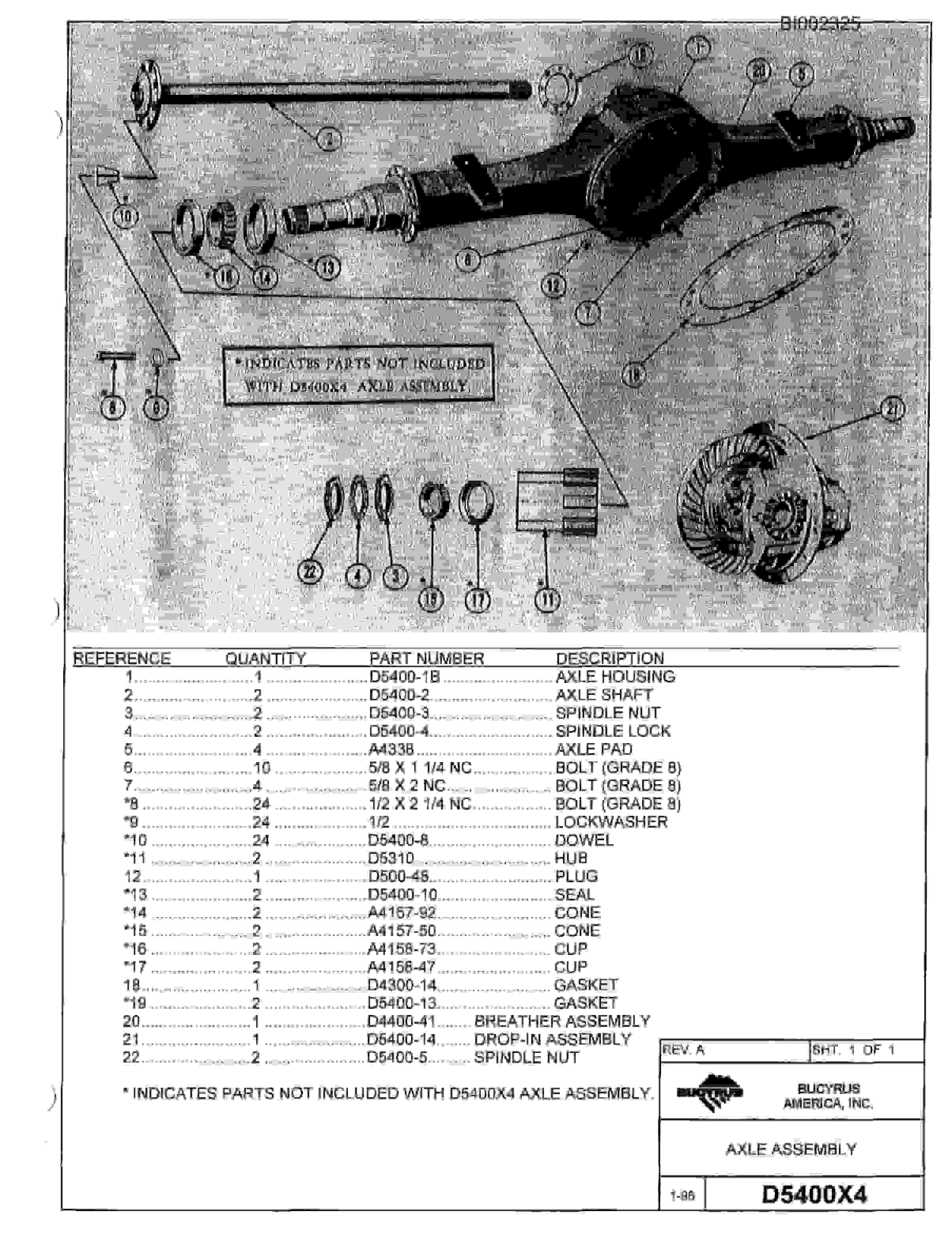 Bucyrus 482 Parts Catalog BI002325-3