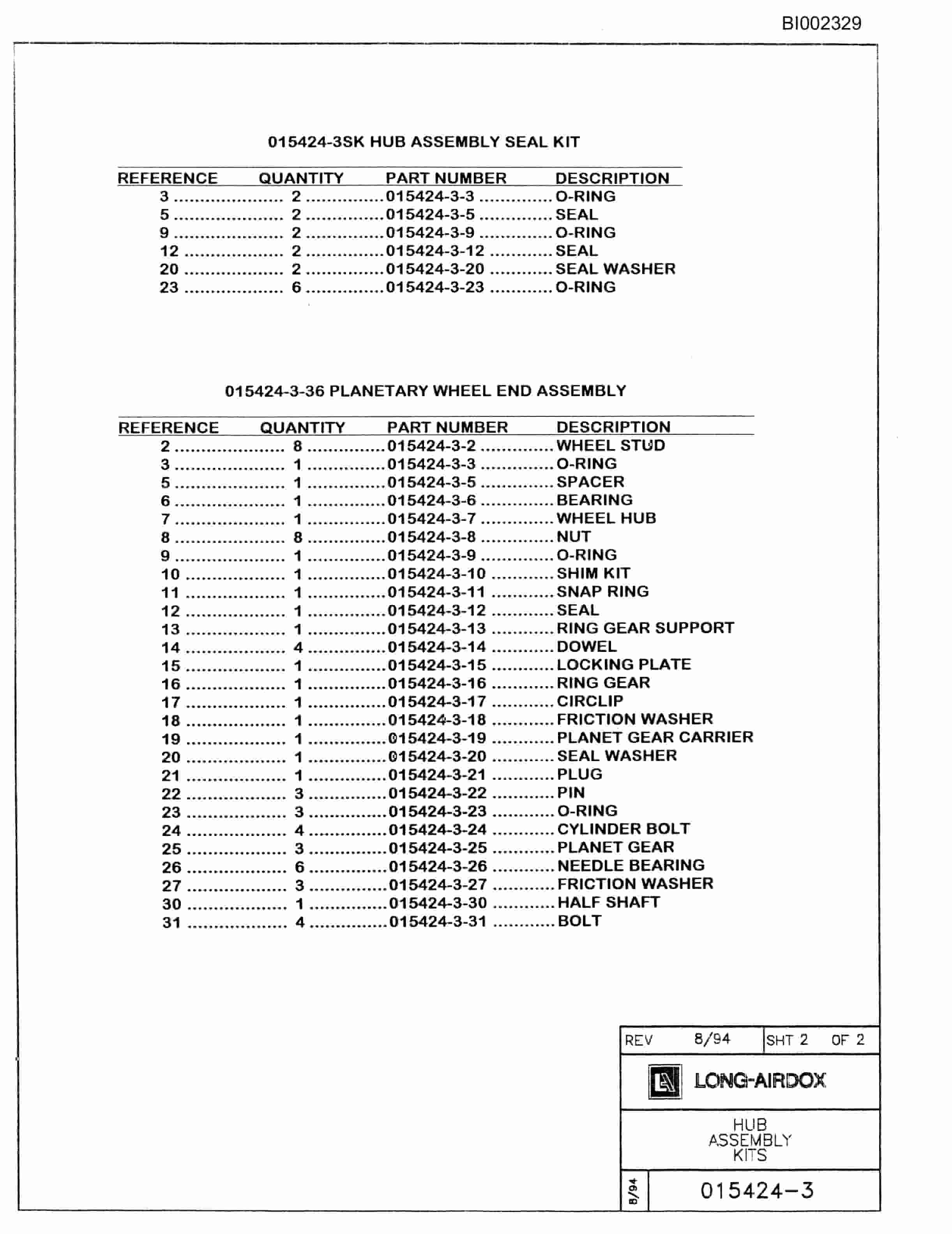 Bucyrus 482 Parts Catalog BI002329-5