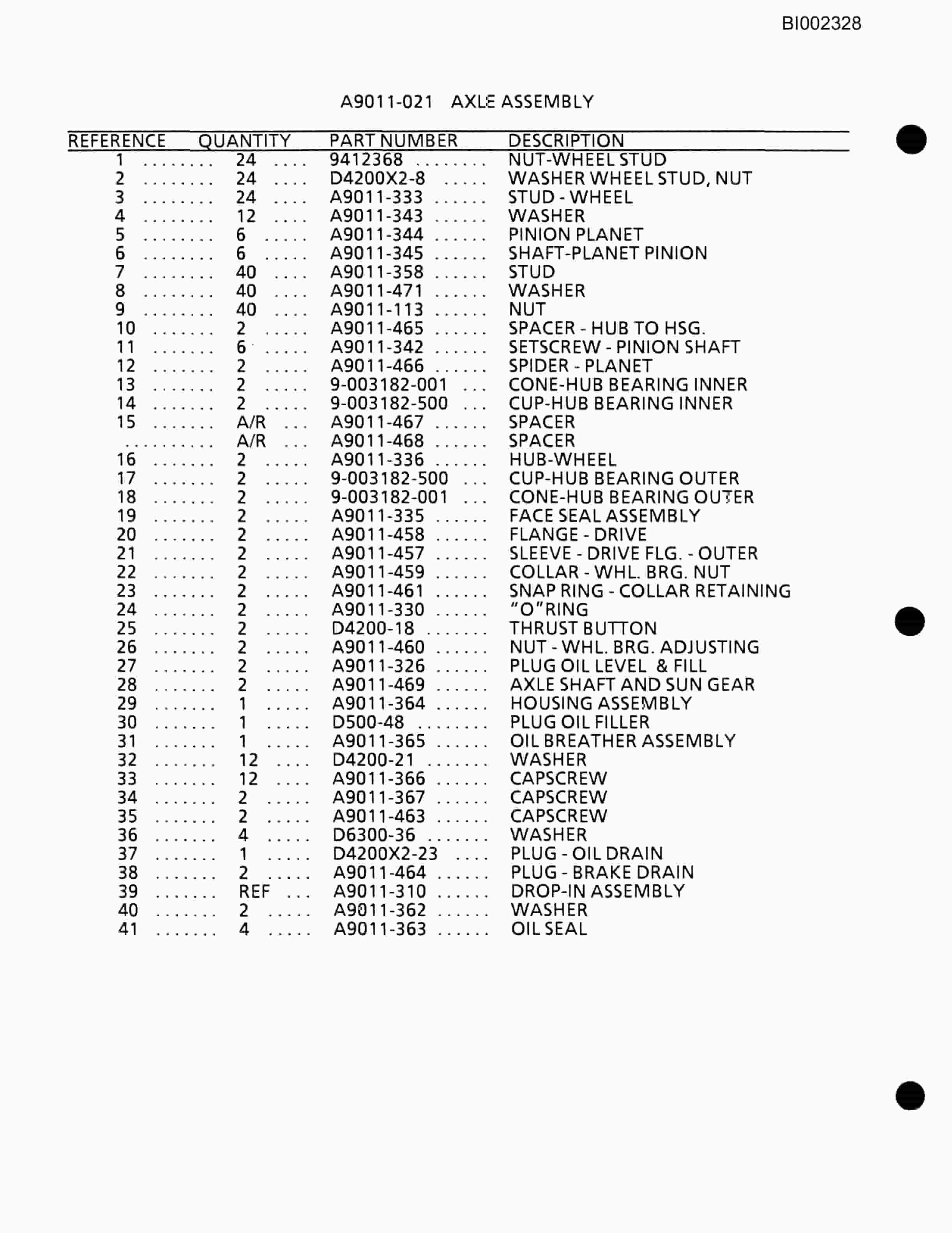 Bucyrus 482 X 90 Parts Catalog BI002328-5