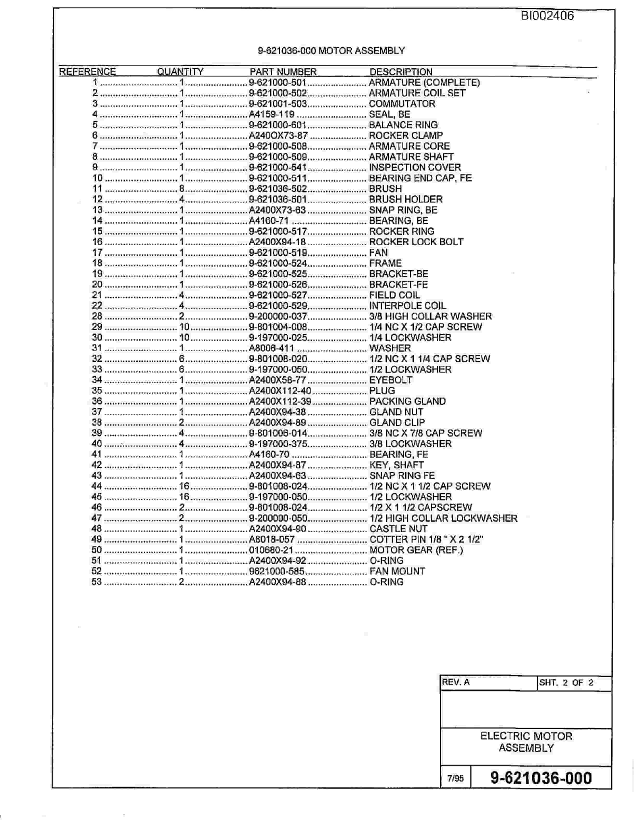 Bucyrus 488-6 Parts Catalog BI002406-2