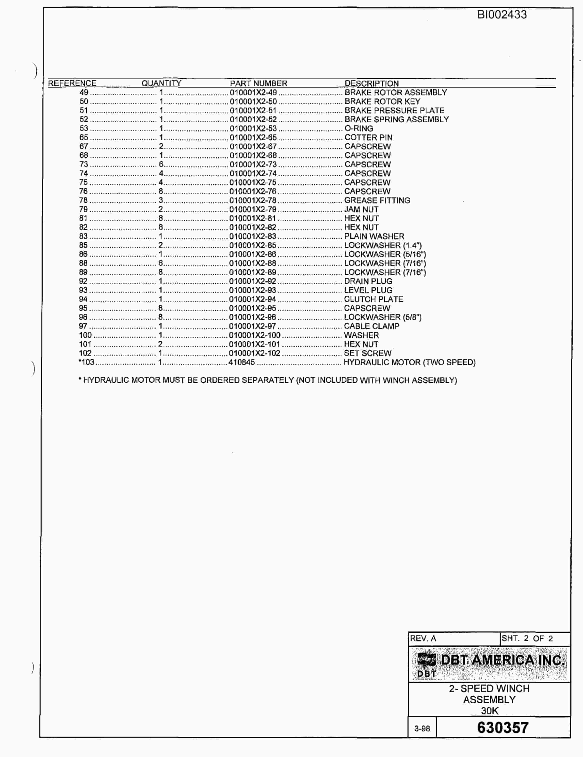 Bucyrus 488-6LA Parts Catalog BI002433-3