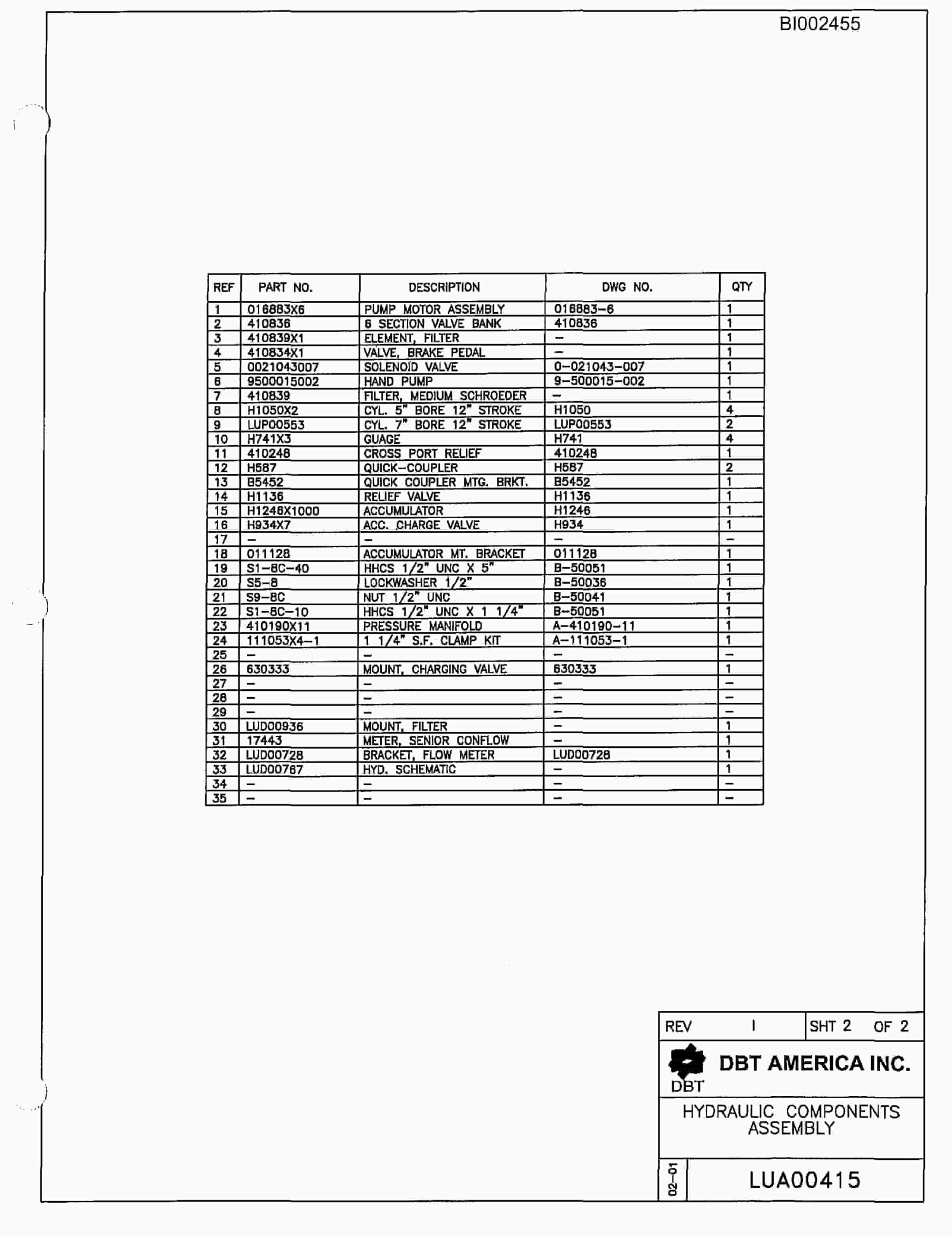 Bucyrus 488-6LA Parts Catalog BI002455-5