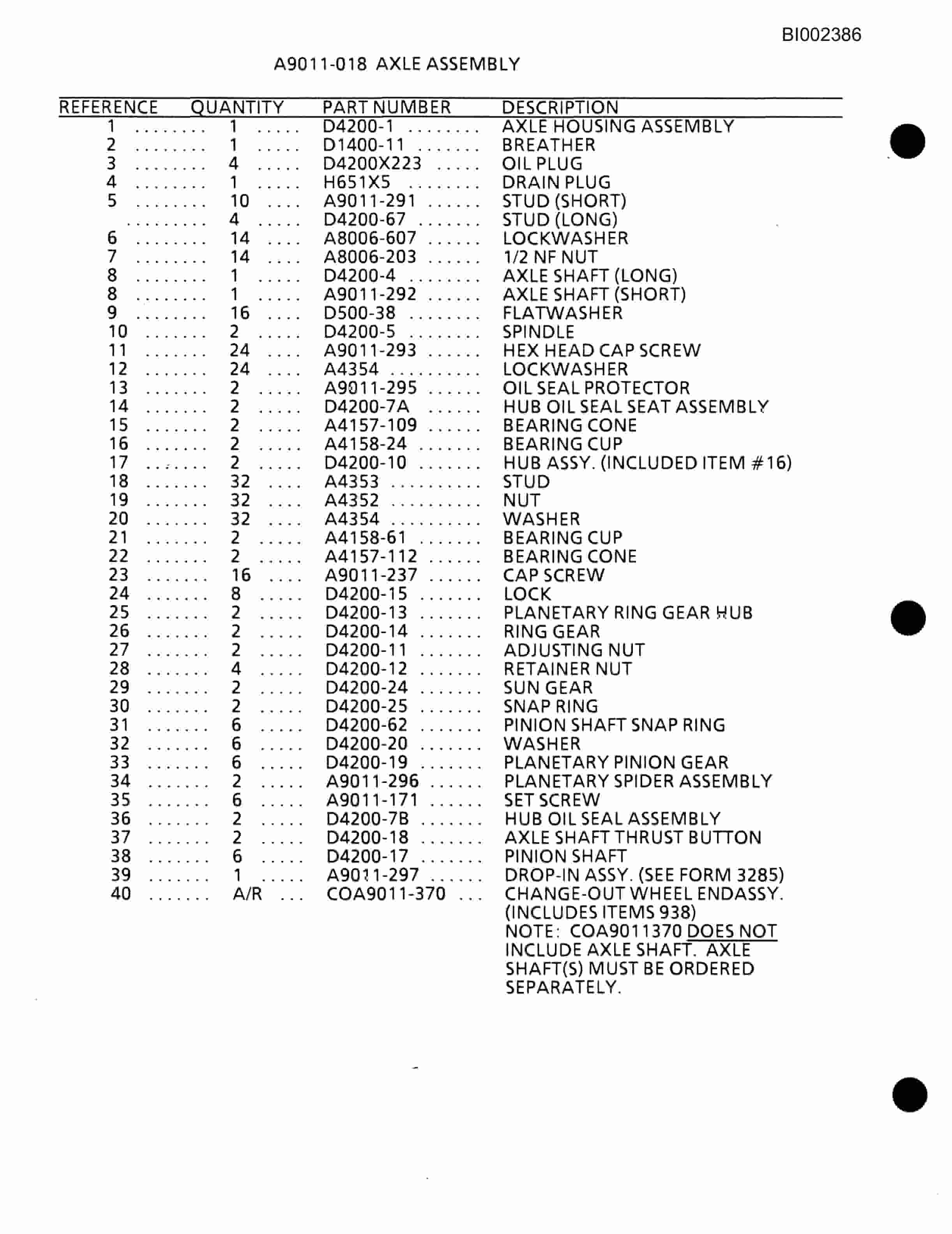 Bucyrus 488 Parts Catalog BI002386-5