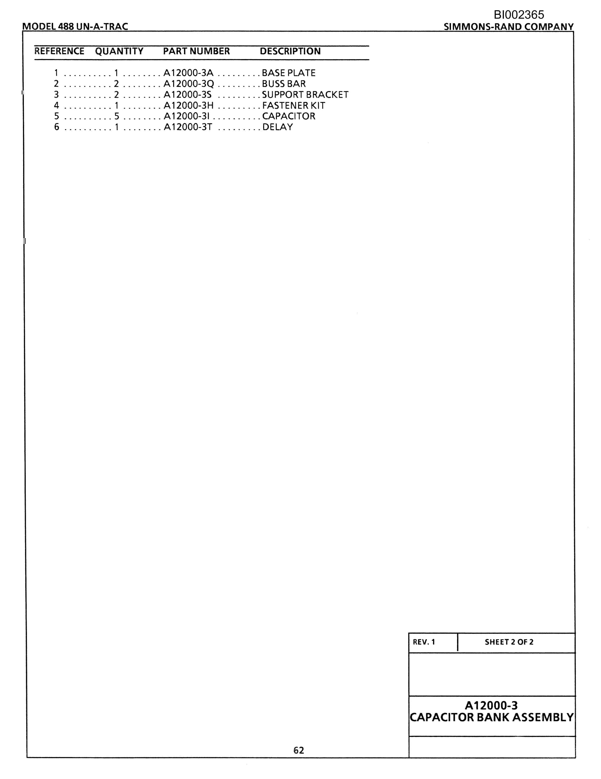Bucyrus 488 X 90-2200 Parts Catalog BI002365-2