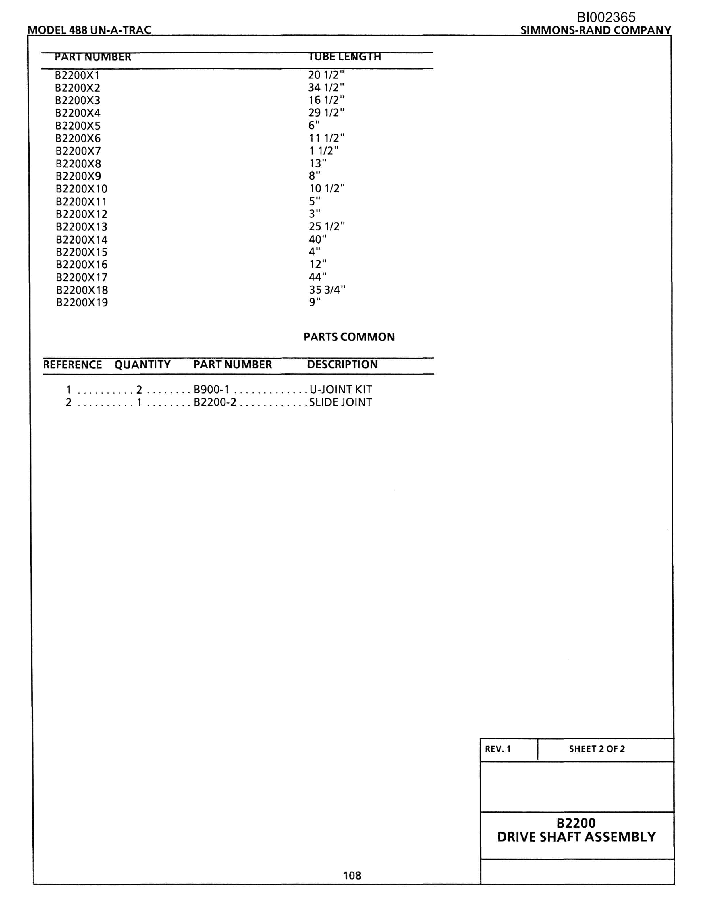 Bucyrus 488 X 90-2200 Parts Catalog BI002365-4