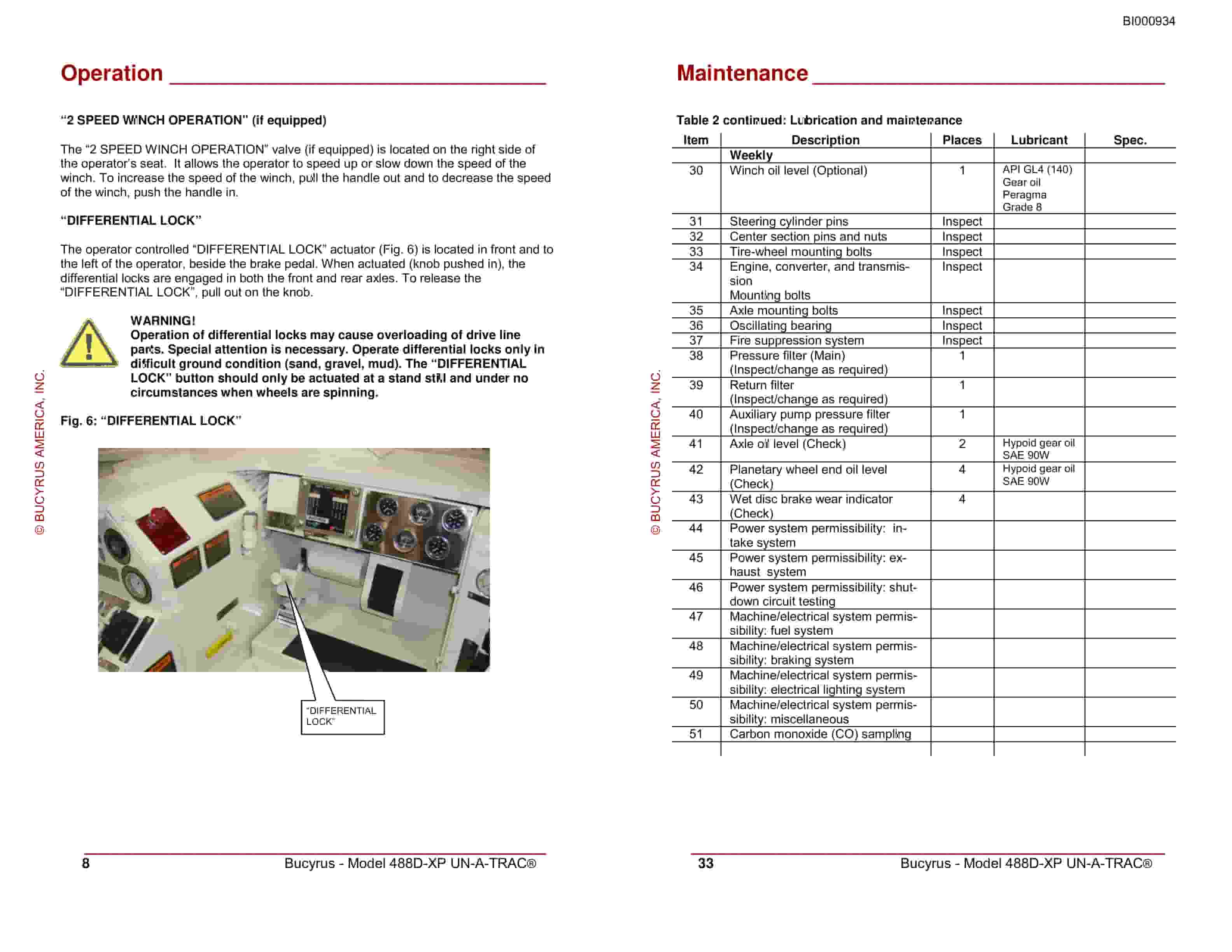 Bucyrus 488D-XP UN-A-TRAC General Start-up And Operating Instructions BI000934-2