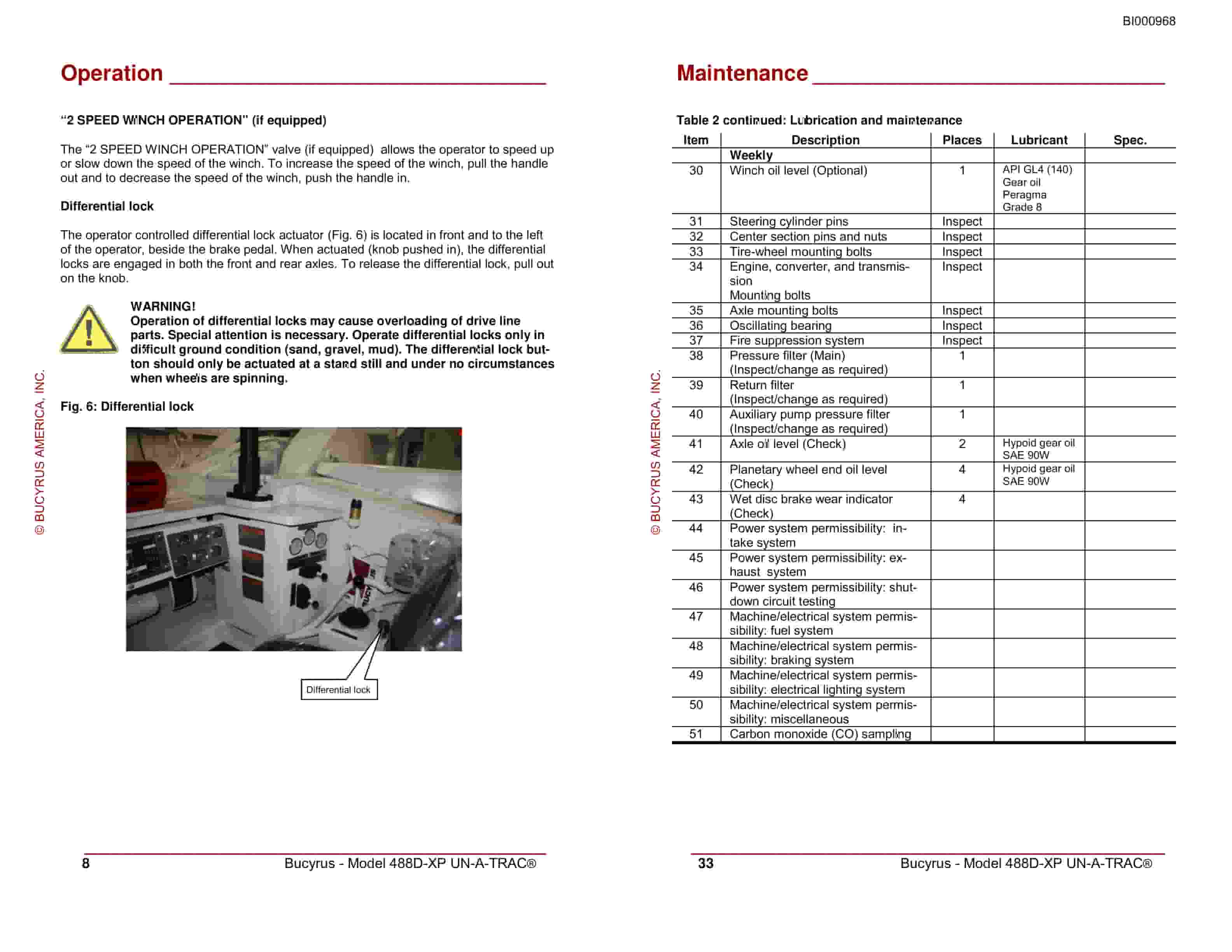 Bucyrus 488D-XP UN-A-TRAC General Start-up And Operating Instructions BI000968-2