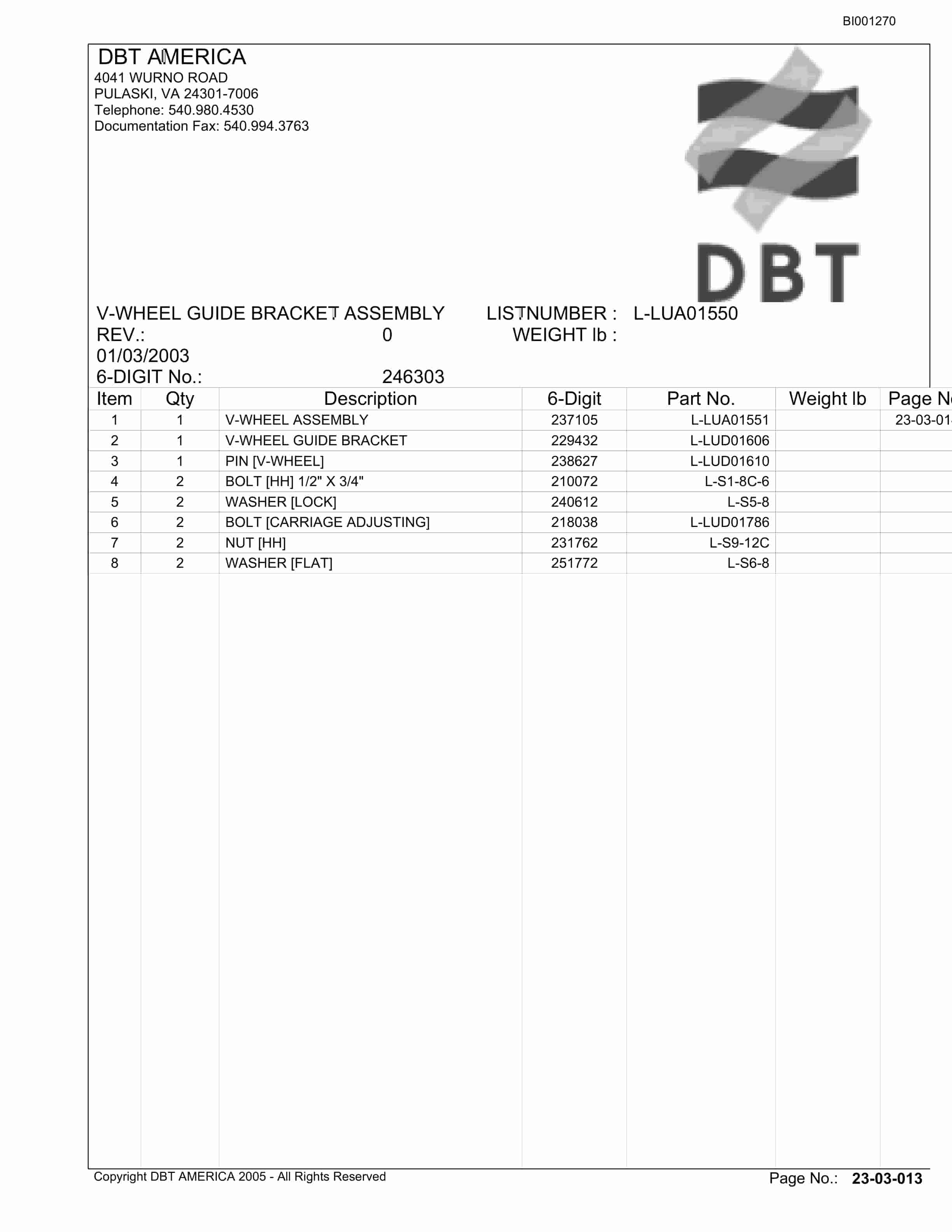 Bucyrus 48in Belt Drive Gibson County Coal LLC Parts Catalog BI001270-2