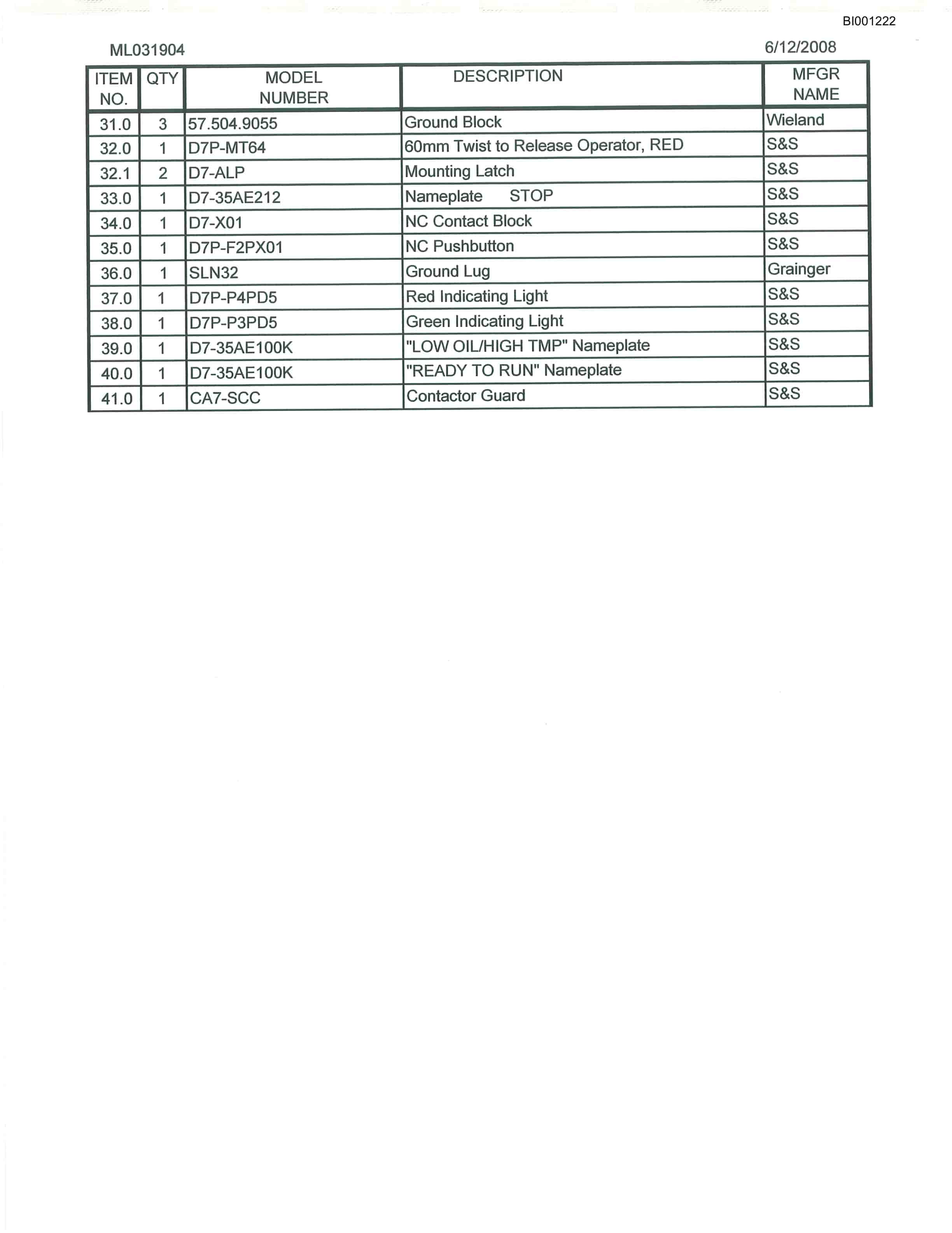 Bucyrus 48in Combo Drive Parts Catalog BI001222-5