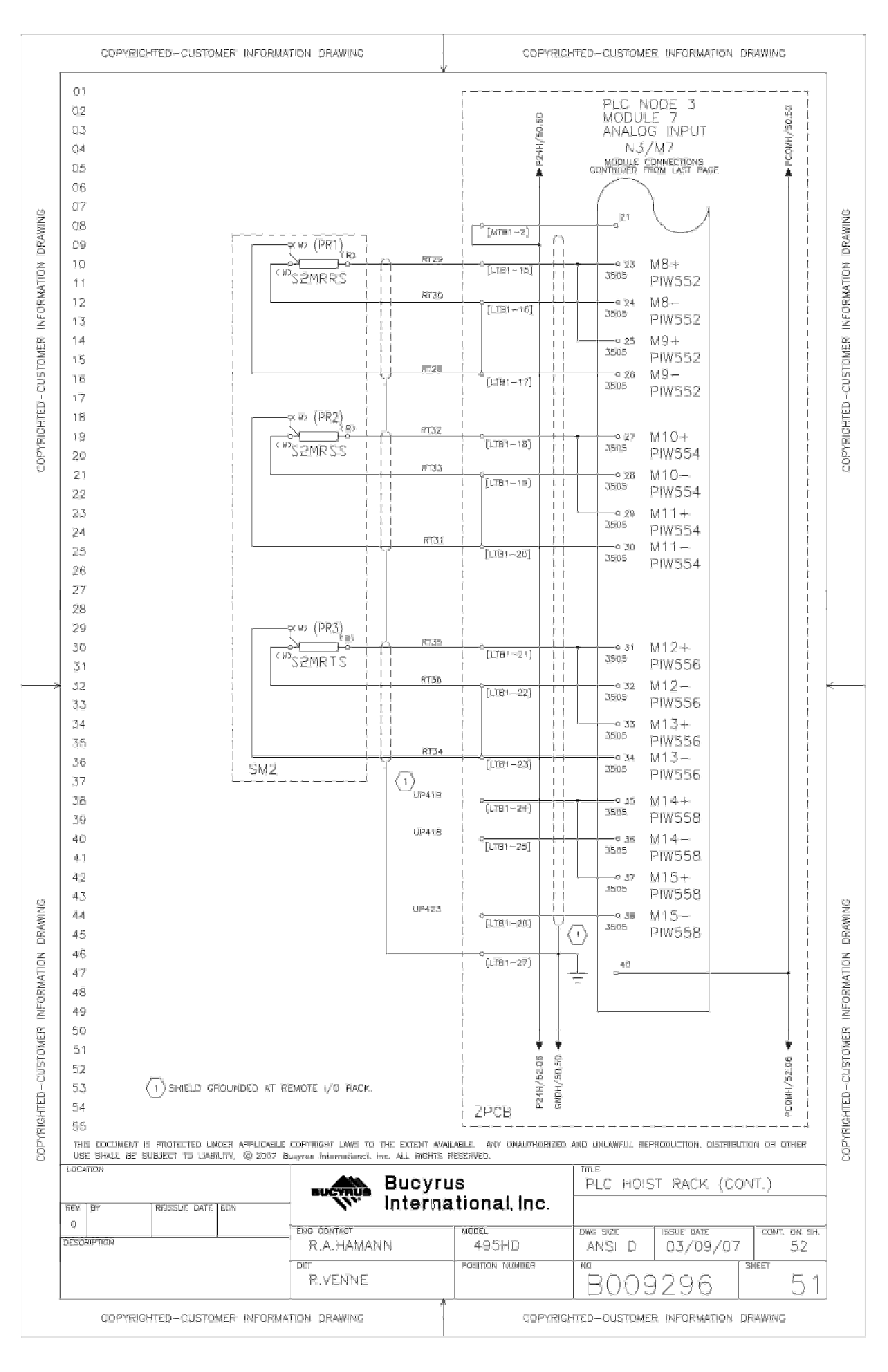 Bucyrus 495HD Lots 78, 80, 84 Electrical Schematic B009296-2