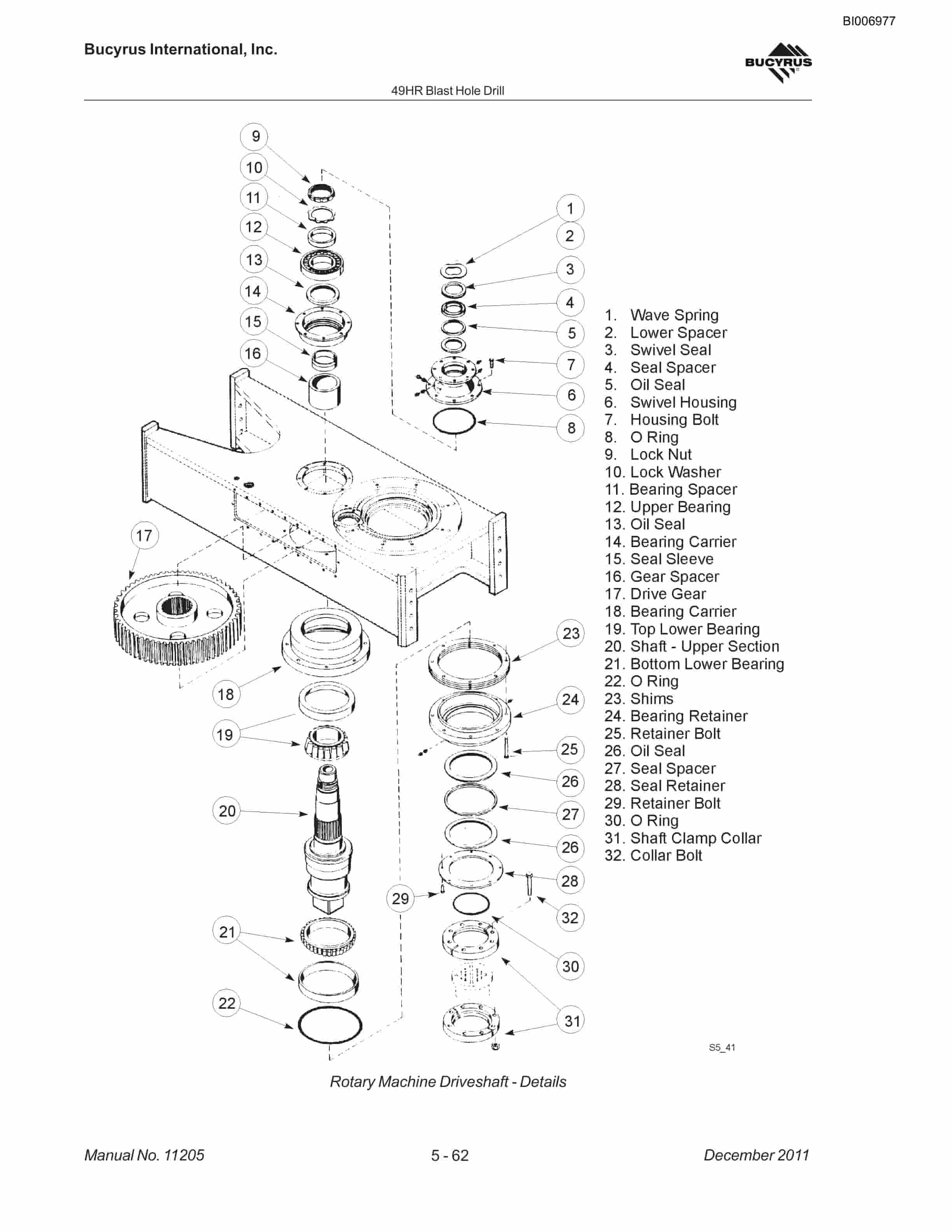 Bucyrus 49HR Blast Hole Drill Operation And Maintenance Manual BI006977-3