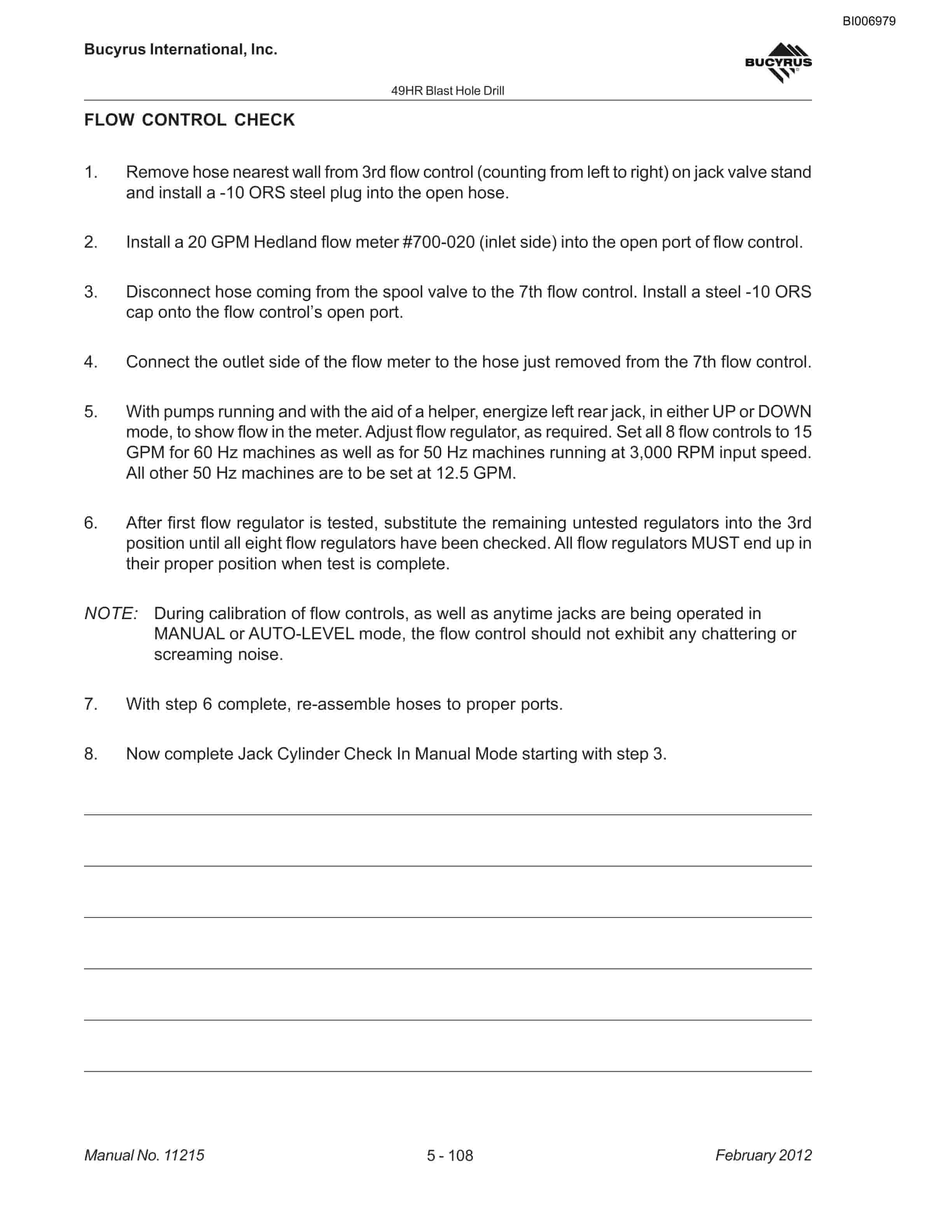 Bucyrus 49HR Blast Hole Drill Operation And Maintenance Manual BI006979-5