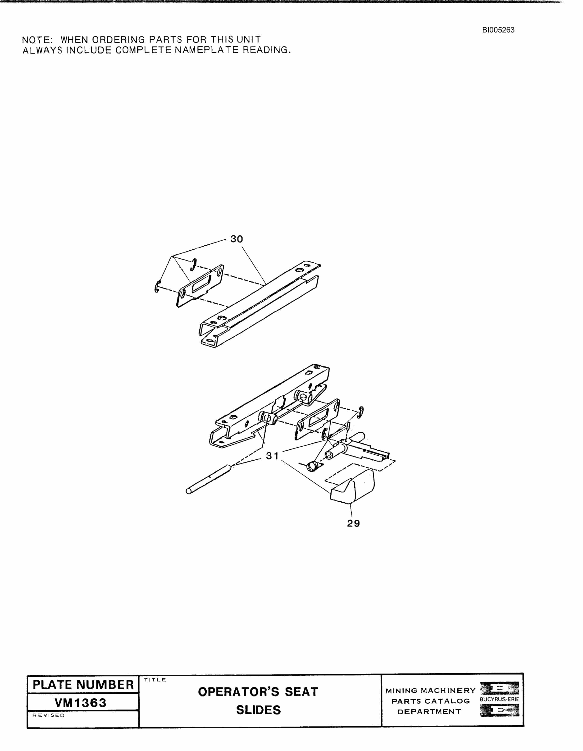 Bucyrus 49R Drill Parts Catalog BI005263-3