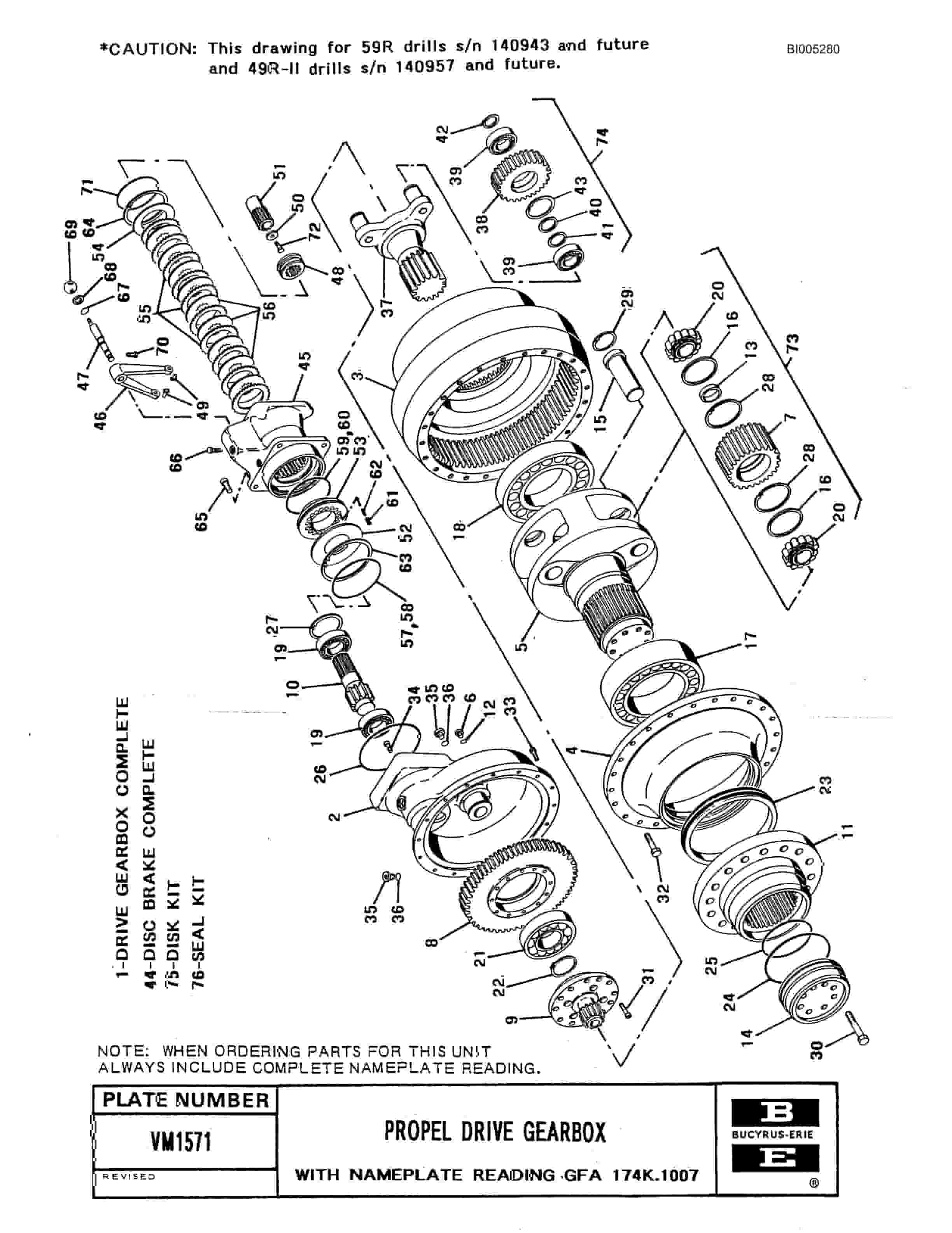 Bucyrus 49R3 Drill Parts Catalog BI005280-3