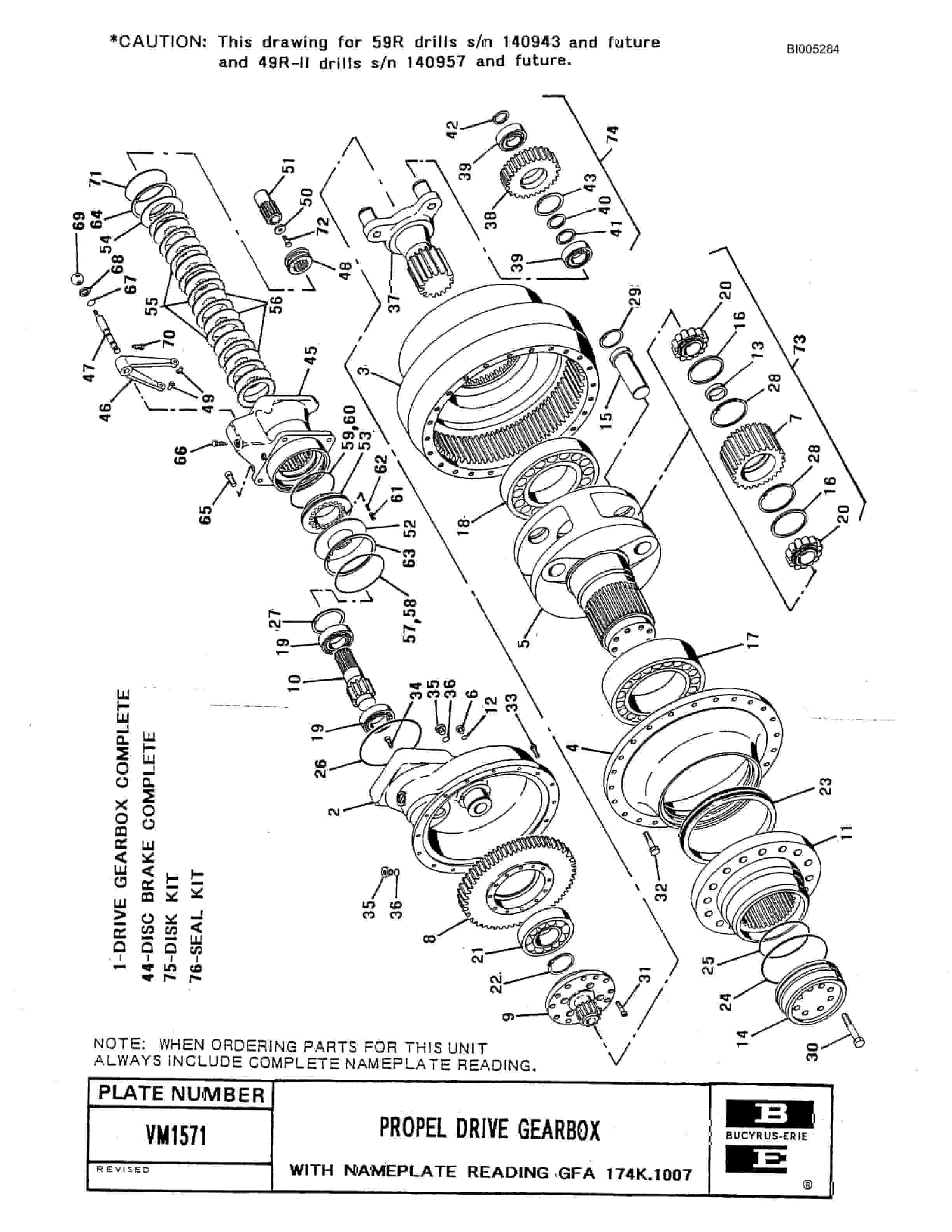 Bucyrus 49R3 Drill Parts Catalog BI005284-3