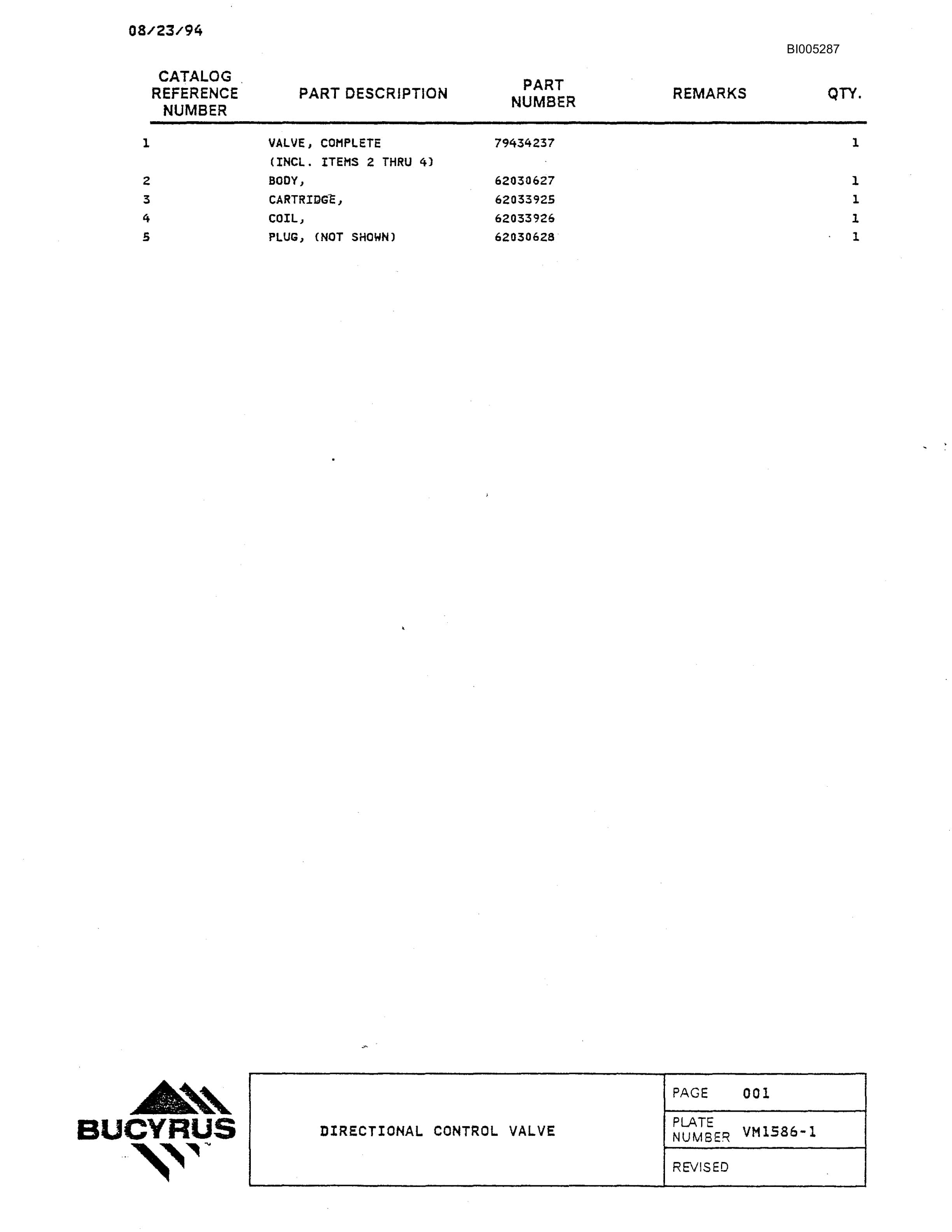 Bucyrus 49R3 Drill Parts Catalog BI005287-3