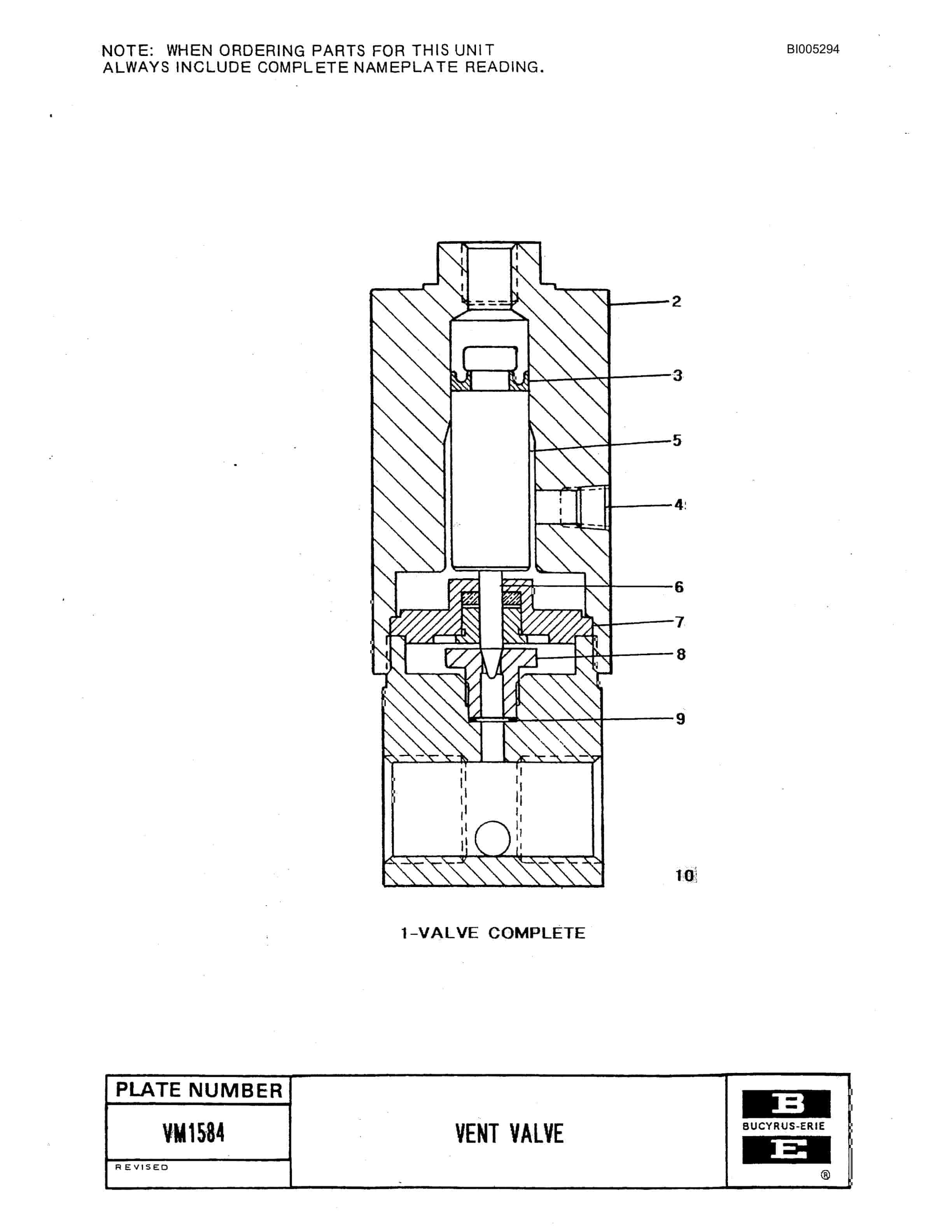 Bucyrus 49R3 Drill Parts Catalog BI005294-3