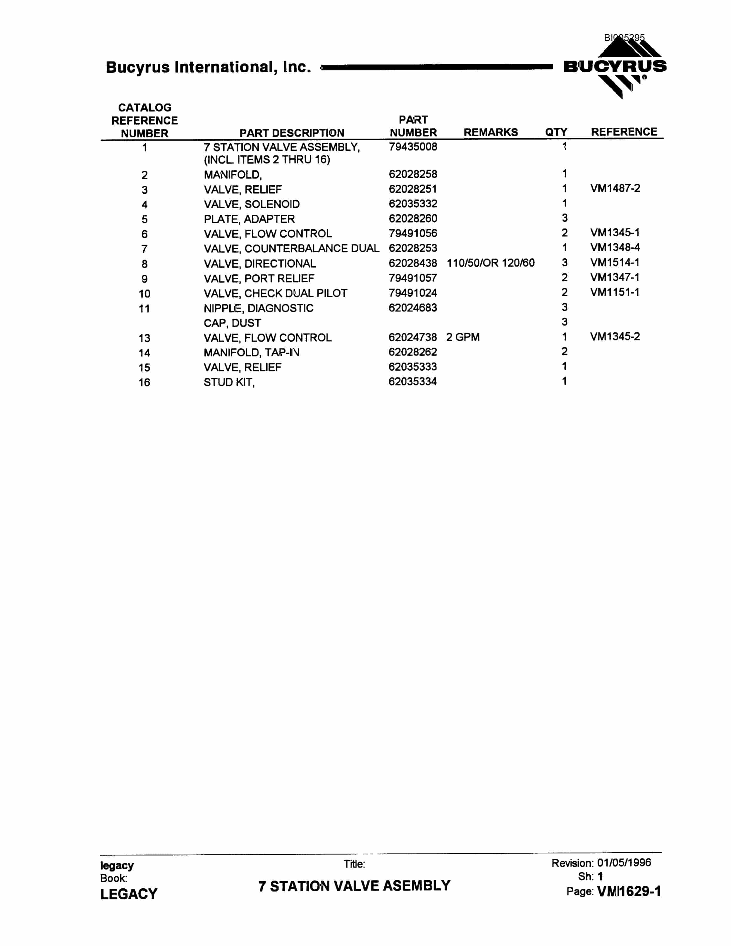 Bucyrus 49R3 Drill Parts Catalog BI005295-4