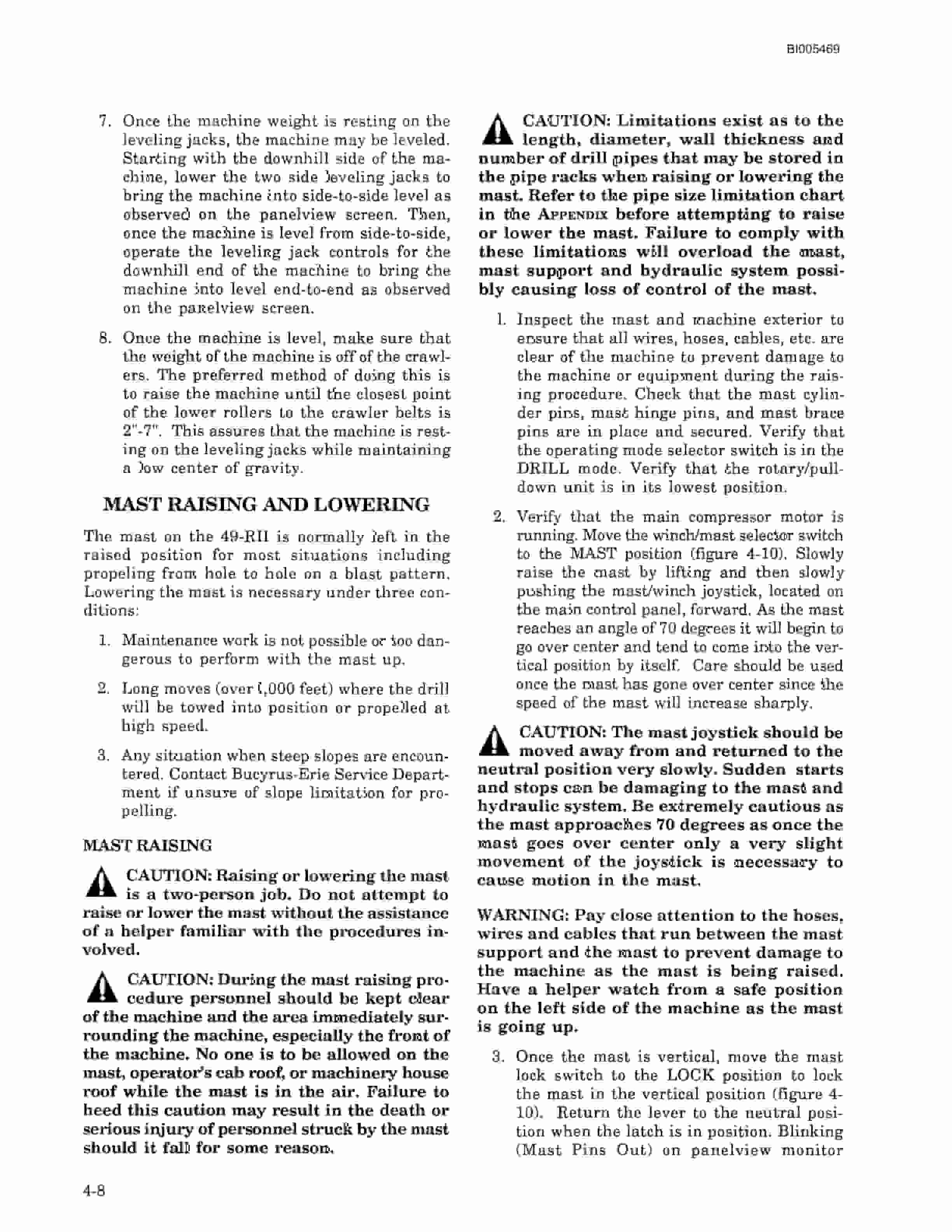 Bucyrus 49RII Diesel, Electric Blast Hole Drill Technical Manual BI005469-2