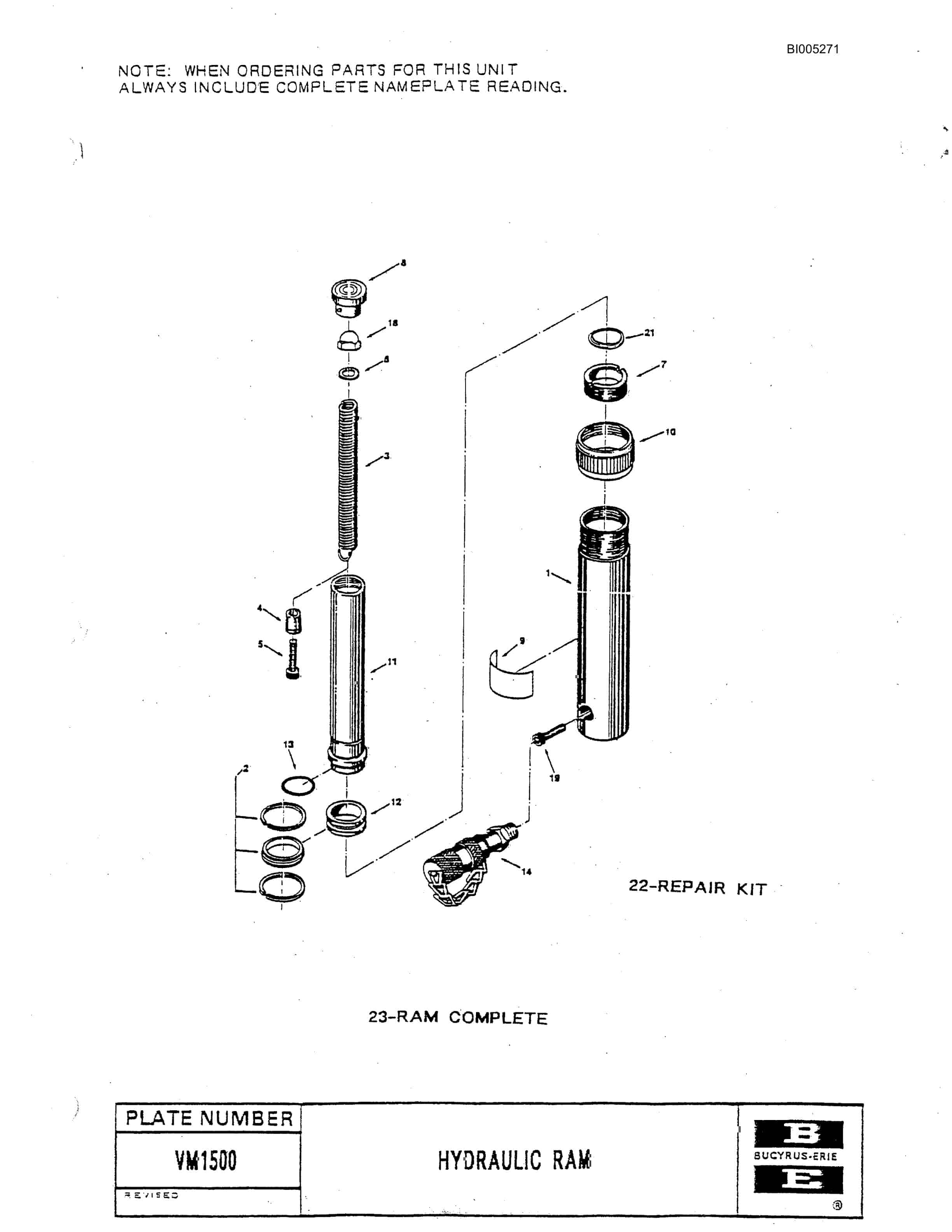 Bucyrus 49RII Drill Parts Catalog BI005271-2