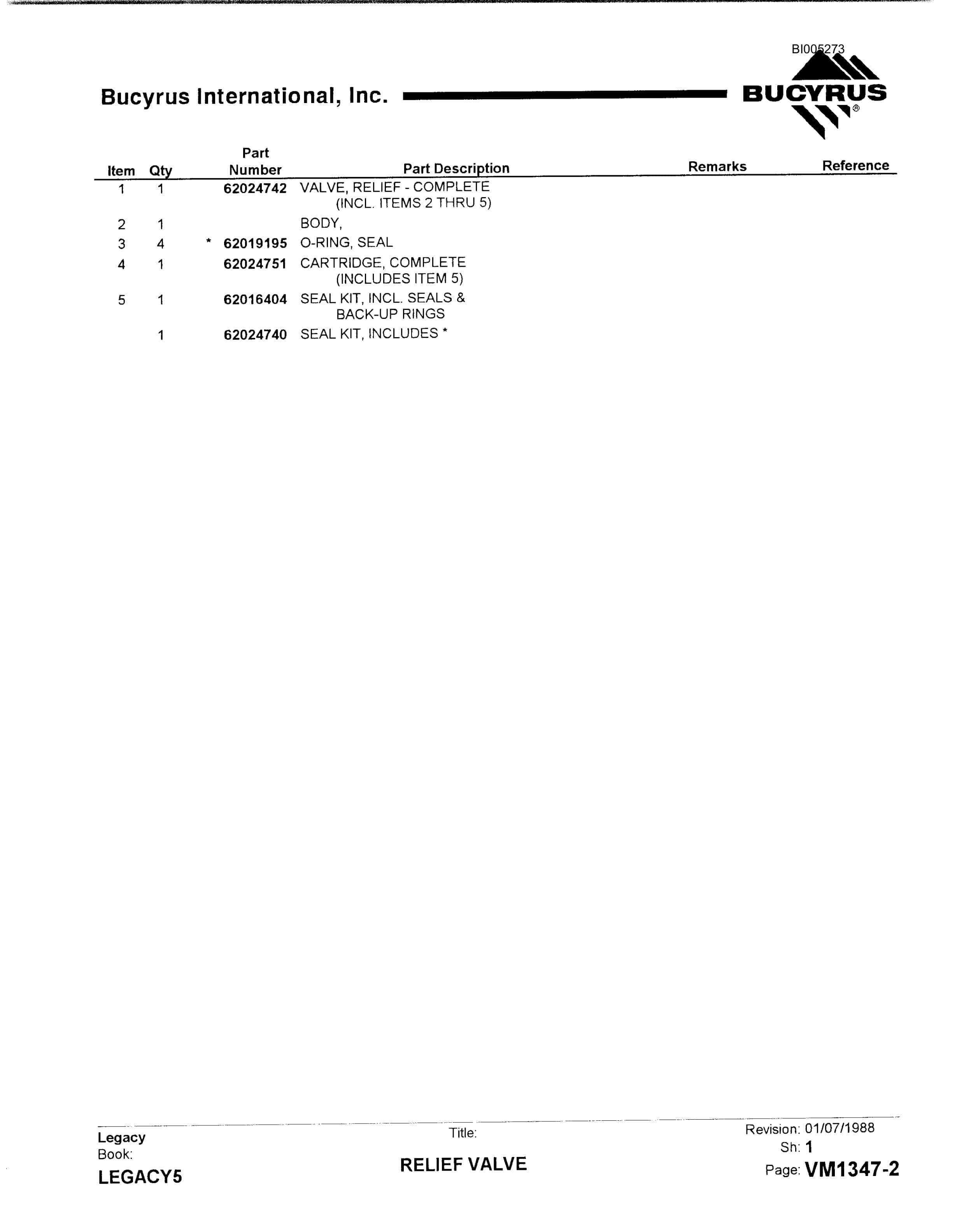 Bucyrus 49RII Drill Parts Catalog BI005273-2