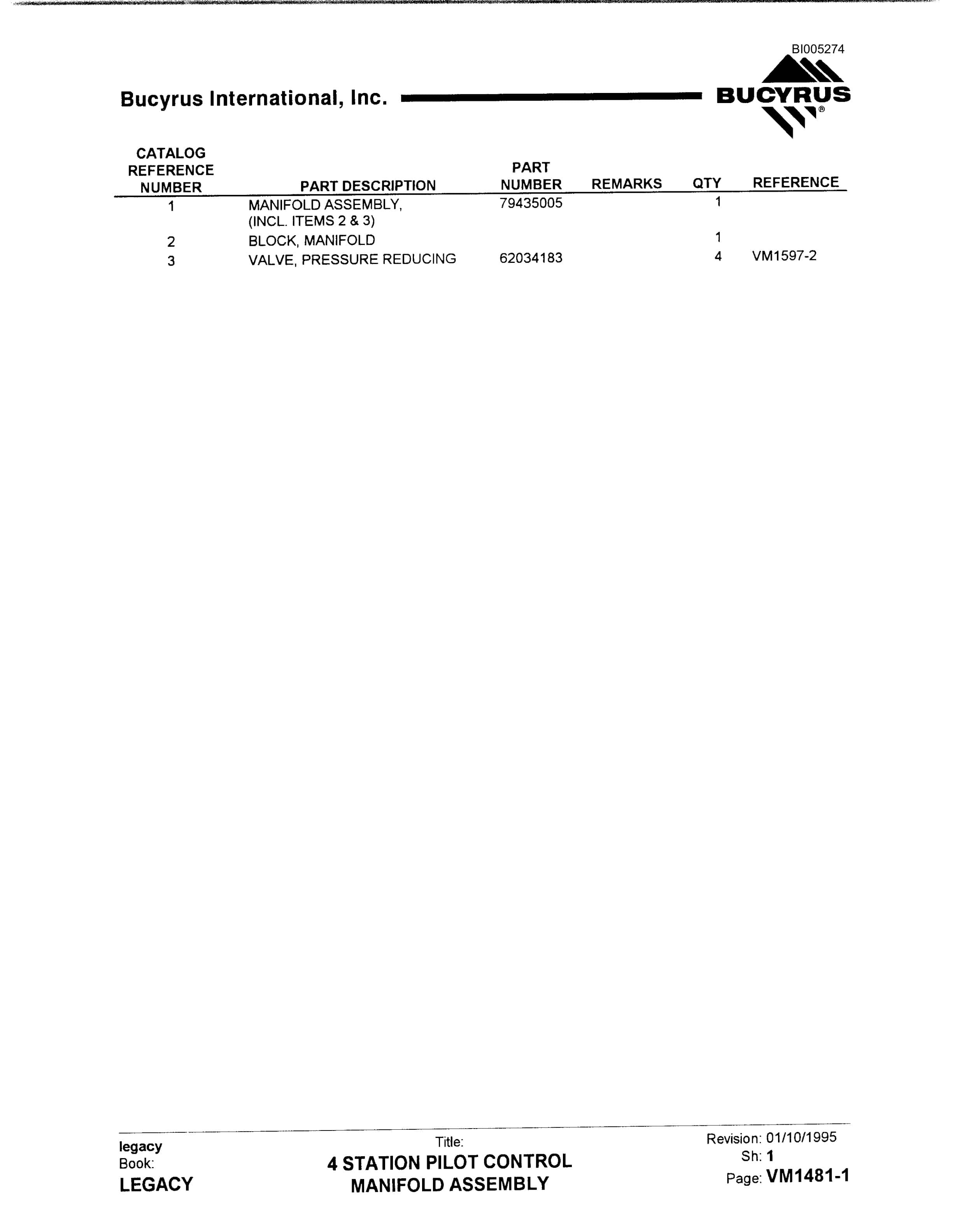 Bucyrus 49RII Drill Parts Catalog BI005274-3